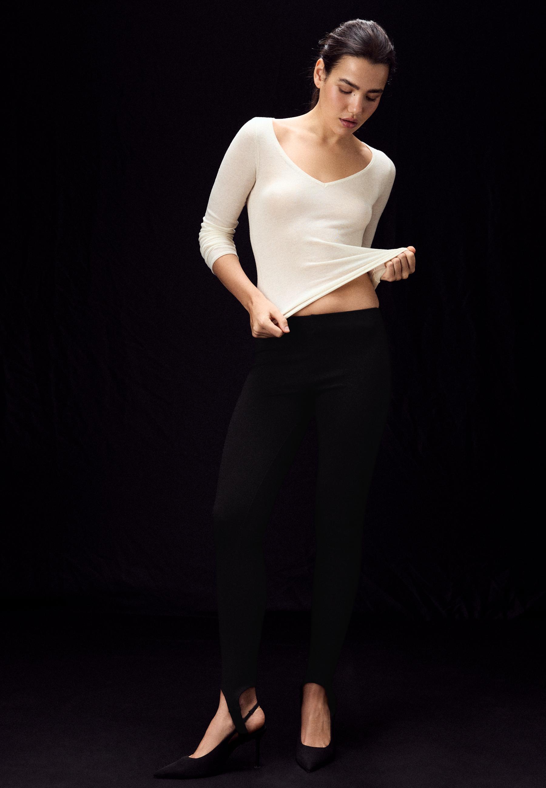 Stradivarius Basic yün ipek V yaka kazak görsel 8
