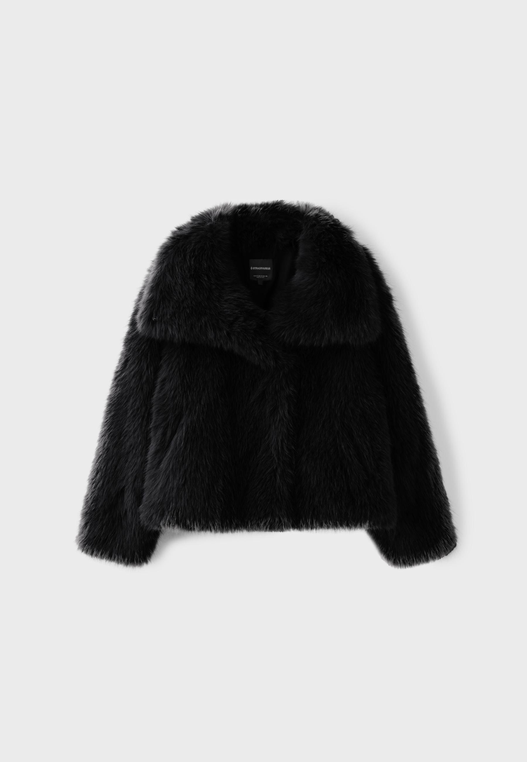 Cazadora básica cuello alto efecto pelo