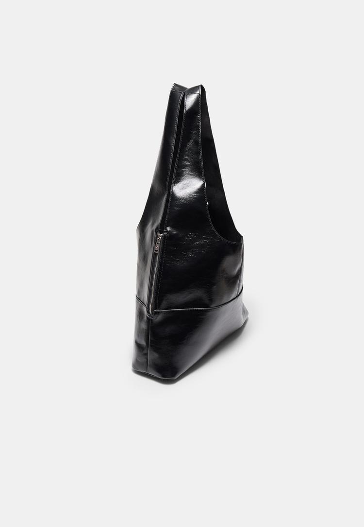  Stradivarius Τσάντα Ώμου Με Απαλή Υφή Και Φερμουάρ Μαύρο Os - 3