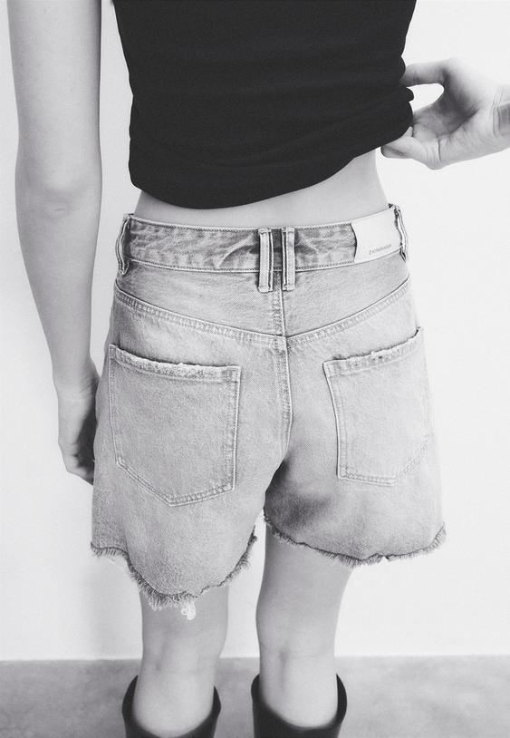 d93 longline denim shorts
