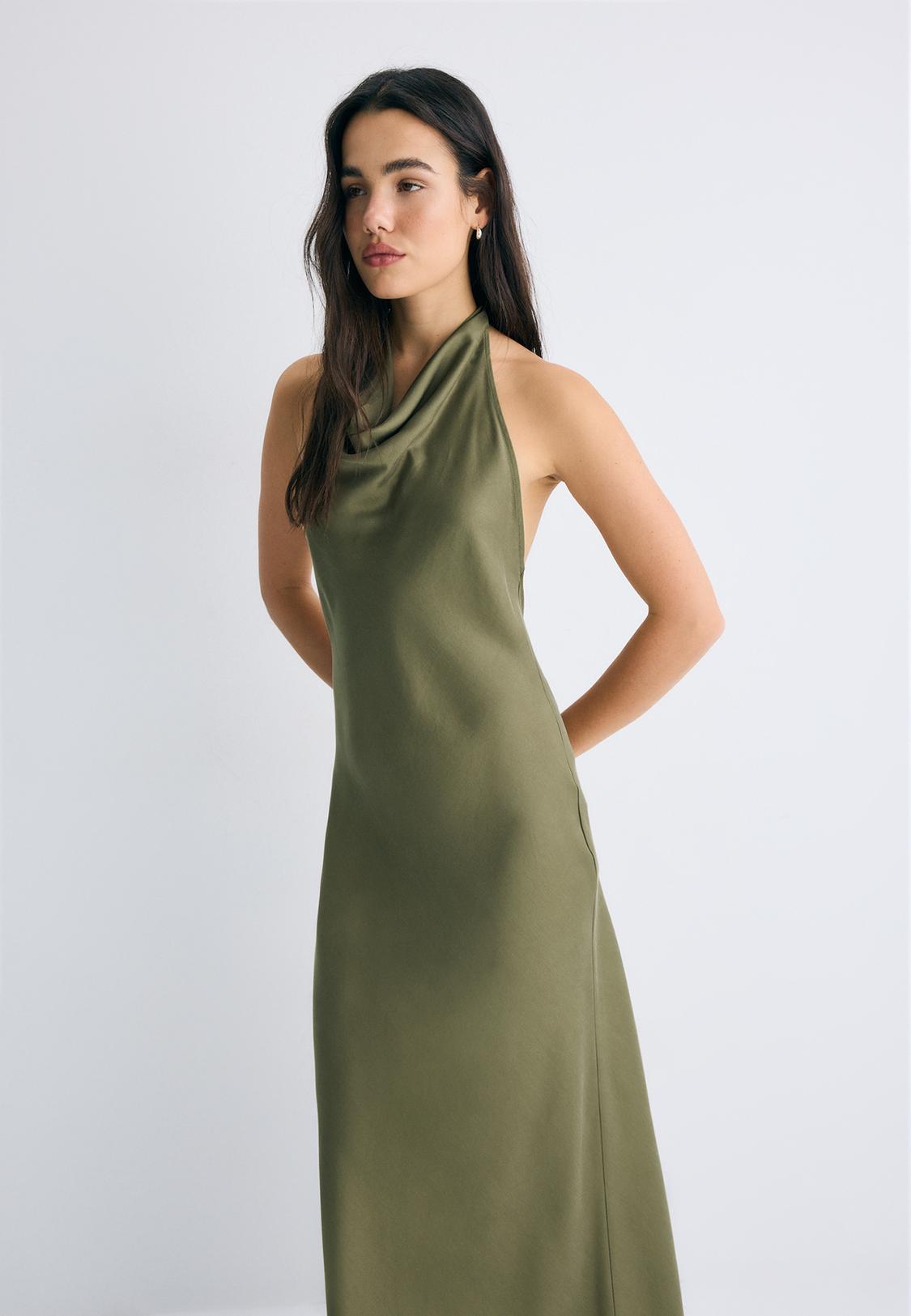 Backless halter midi dress - Women's Midi | Stradivarius Indonesia Backless halter midi dress - Women's Midi | Stradivarius Indonesia