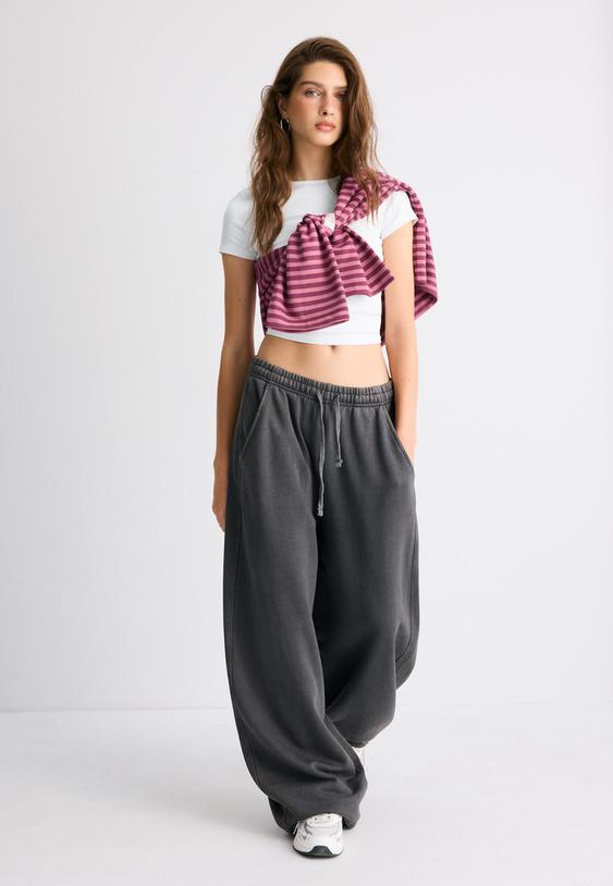 joggingbroek met stoppers en acid wash