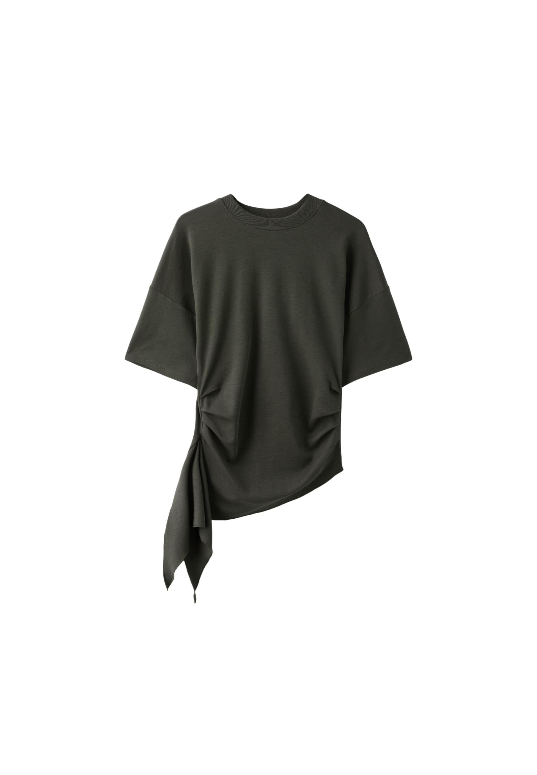Asymmetric short sleeve T-shirt — Khaki
