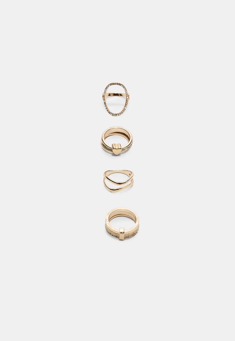 set 4 anillos brillos