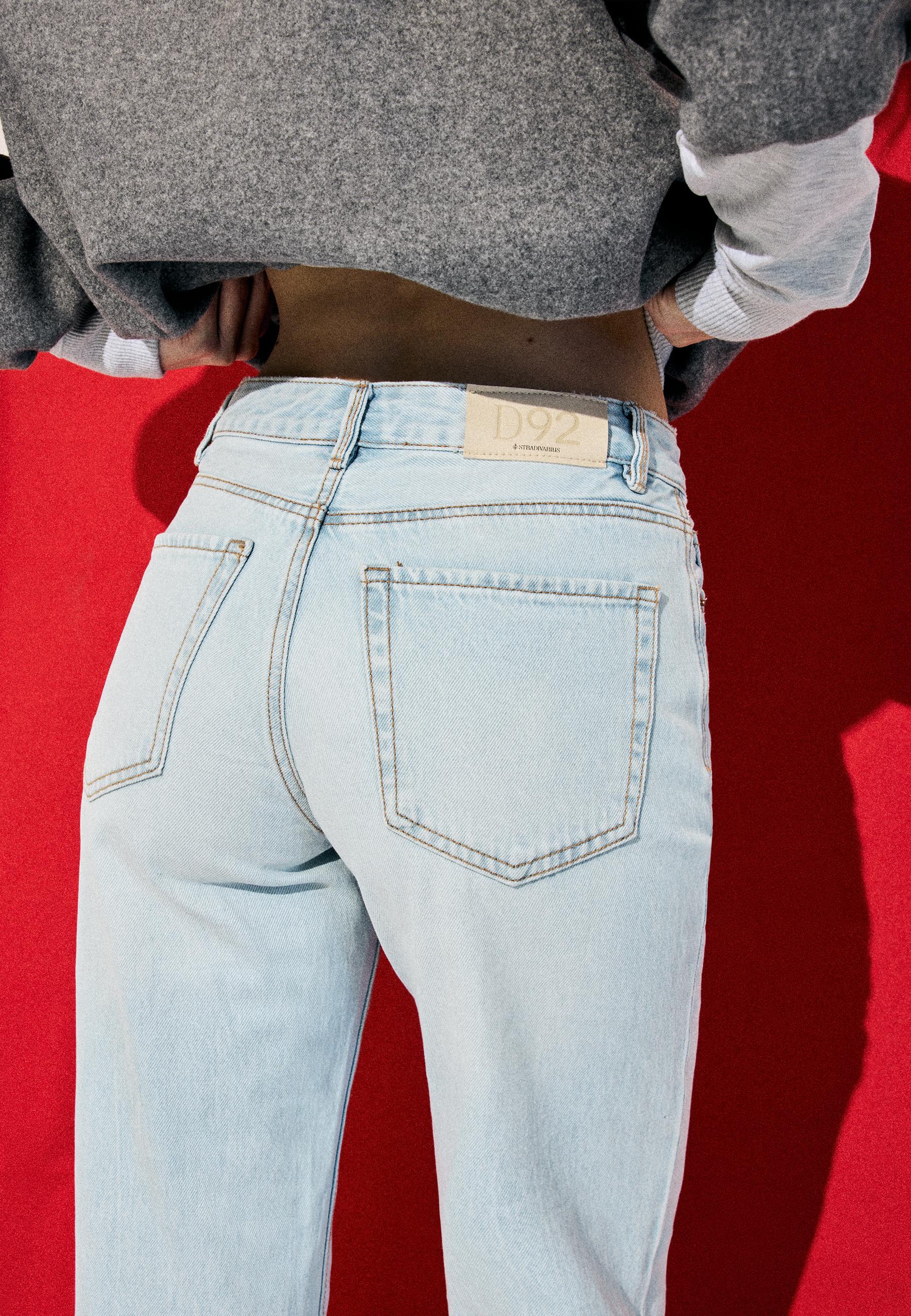 D92 Ripped straight wide-leg jeans — MEDIUM LIGHT BLUE DENIM