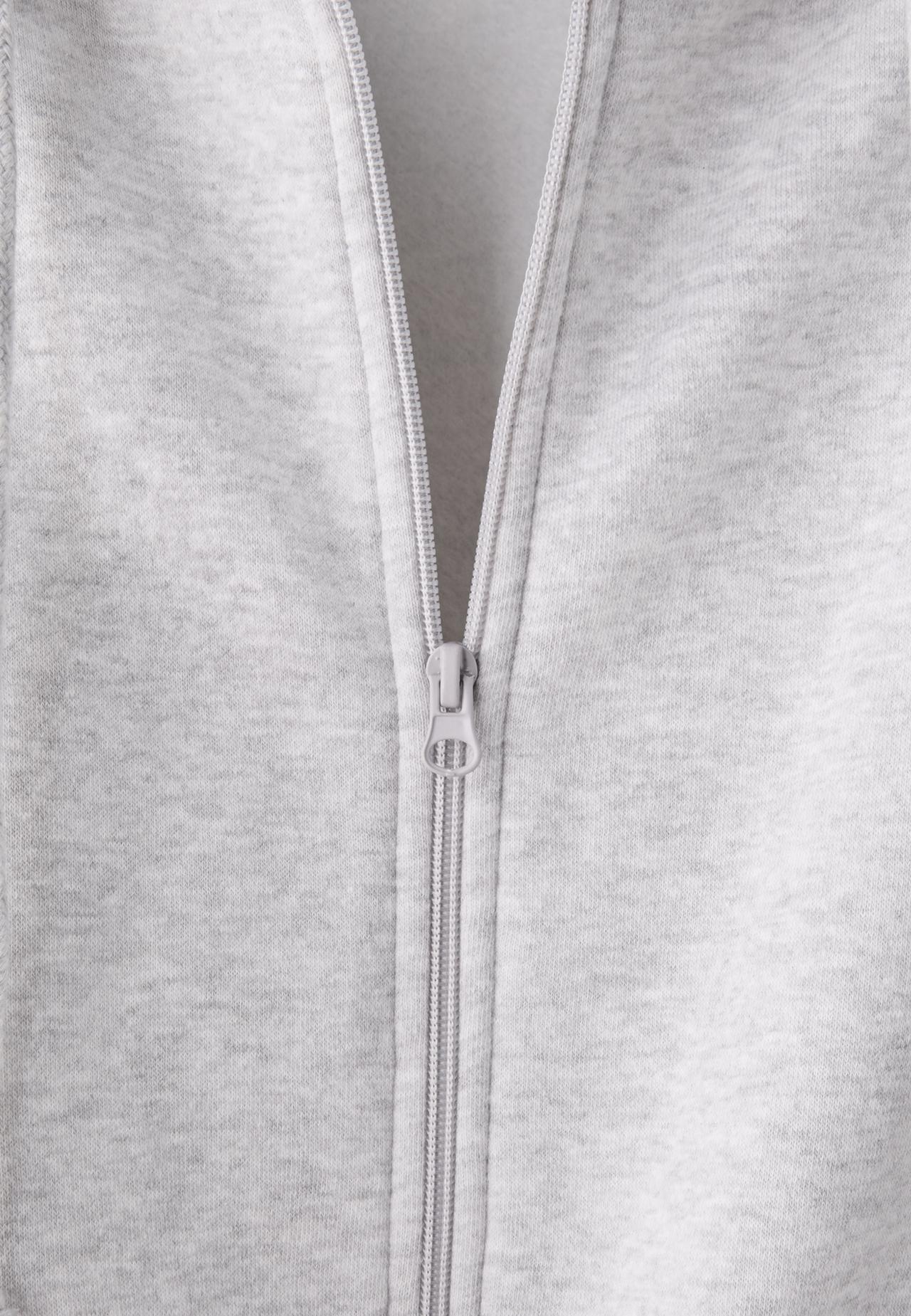 Sweatshirt with hood and padded shoulders — Grey melange