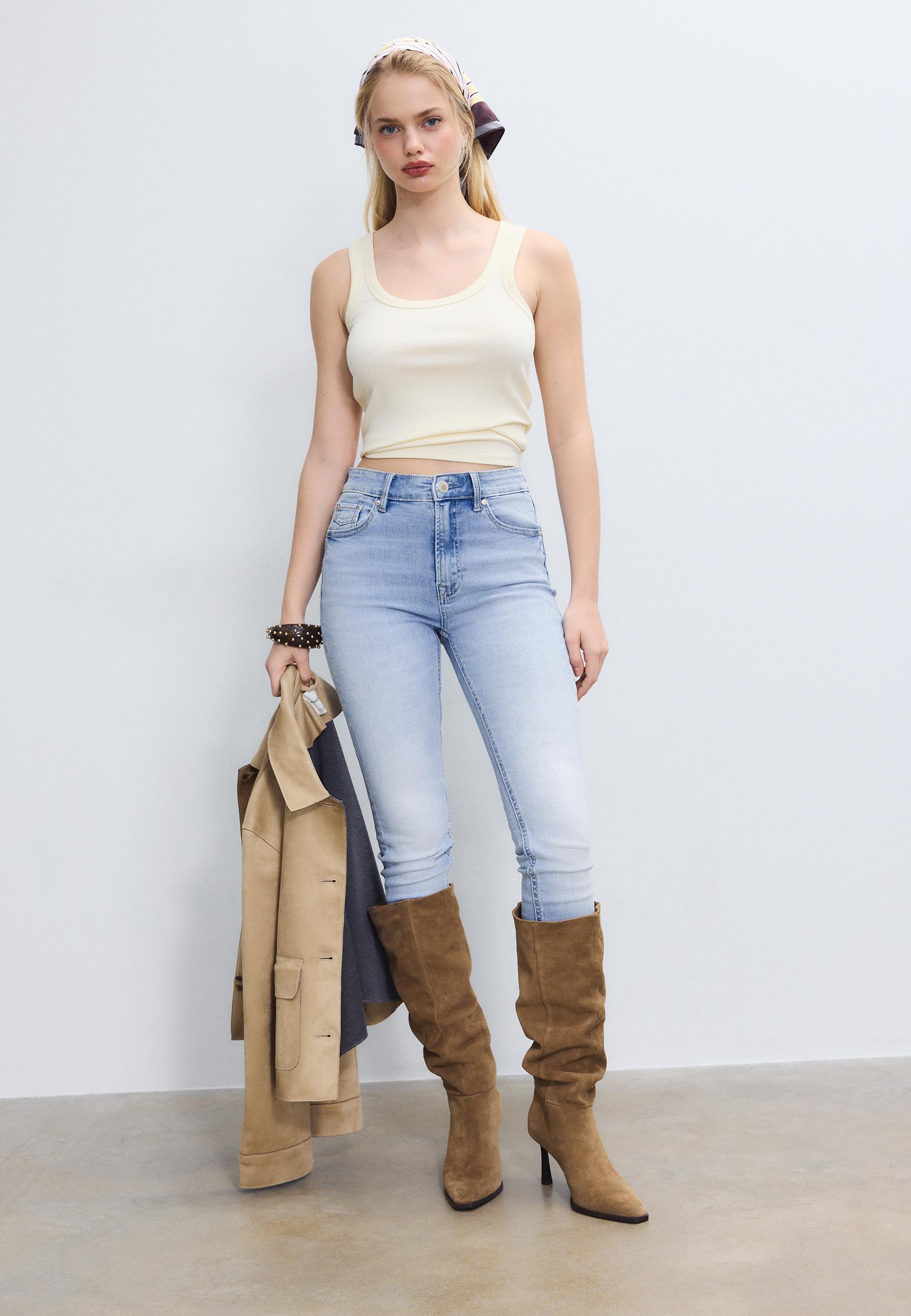 D07 High-waist skinny jeans — MEDIUM LIGHT BLUE DENIM