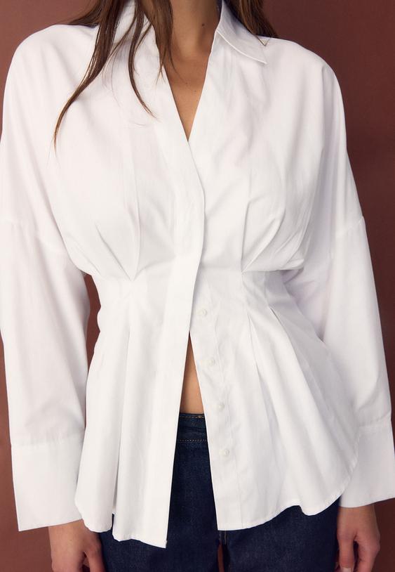 chemise en popeline a plis