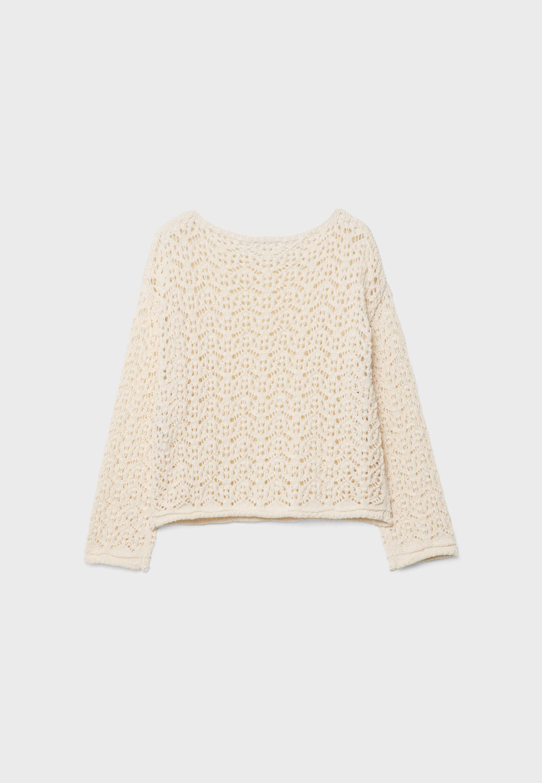 Open-knit sweater with a boat neck - Women's fashion