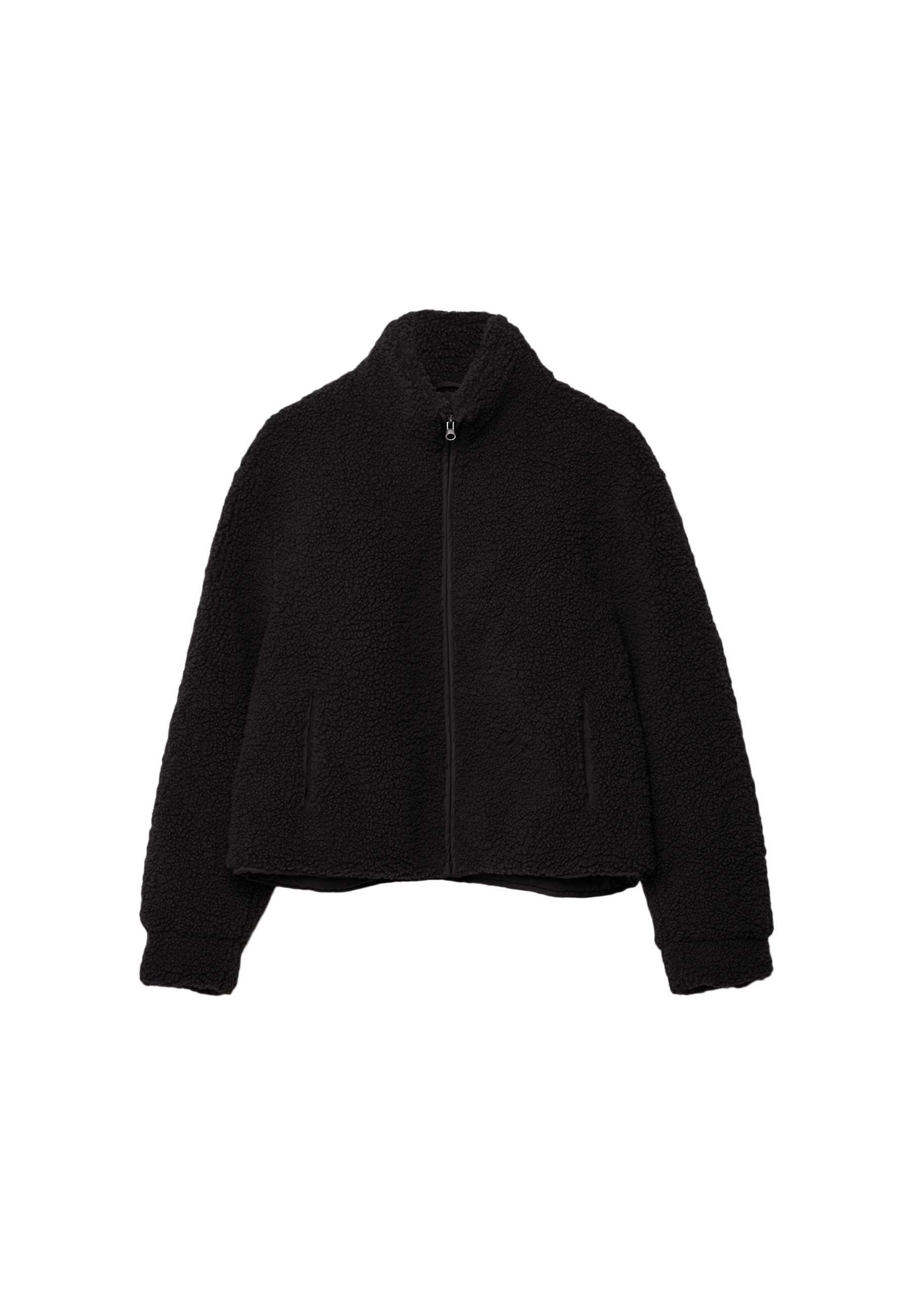 Zip-up faux shearling lined jacket — Black