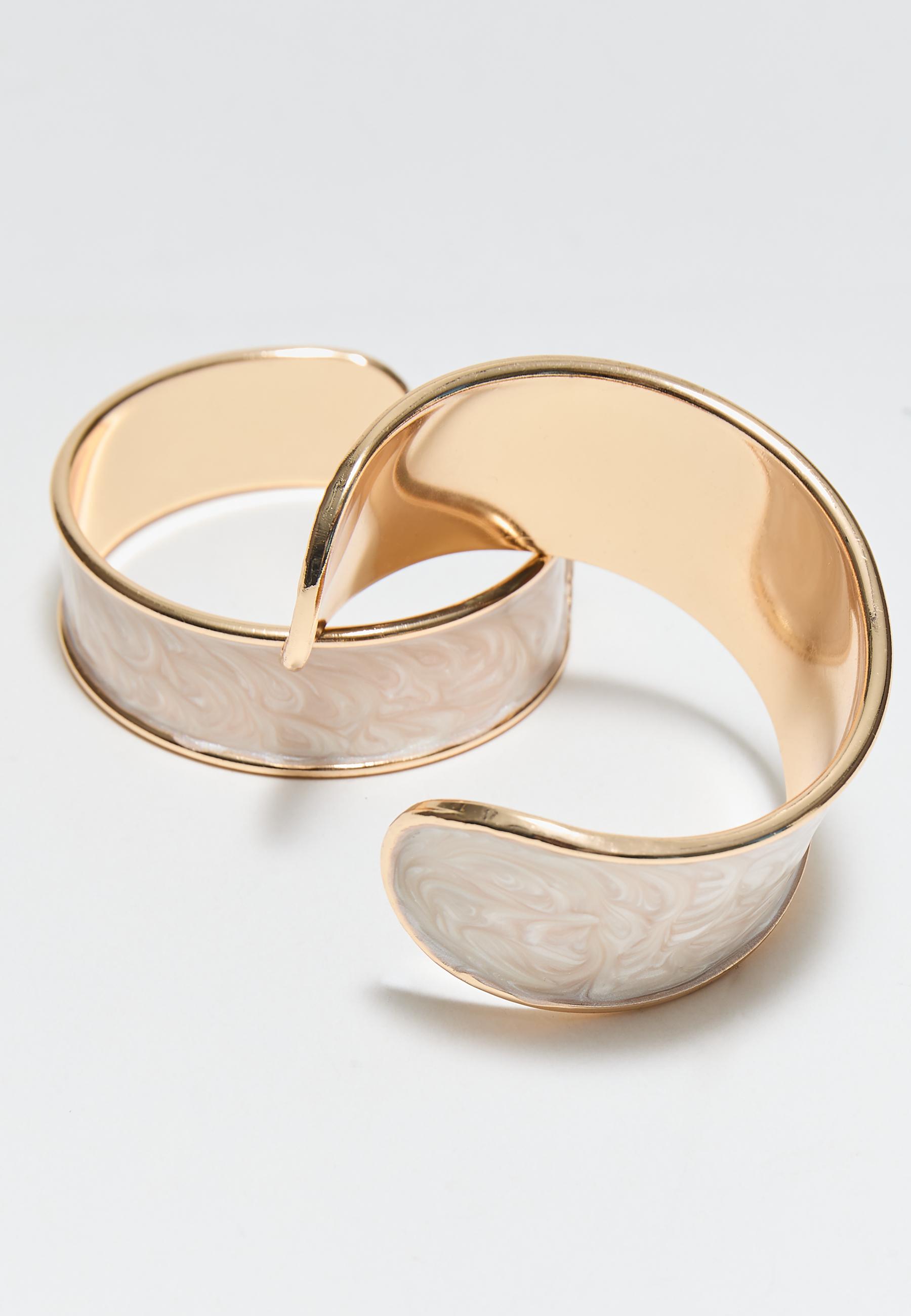 Set of 2 enamel bangles — Ecru
