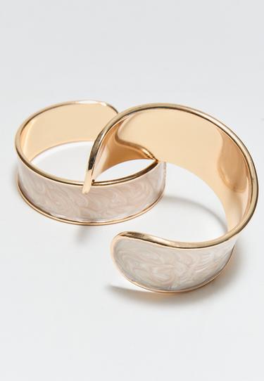Set of 2 enamel bangles — Ecru 3