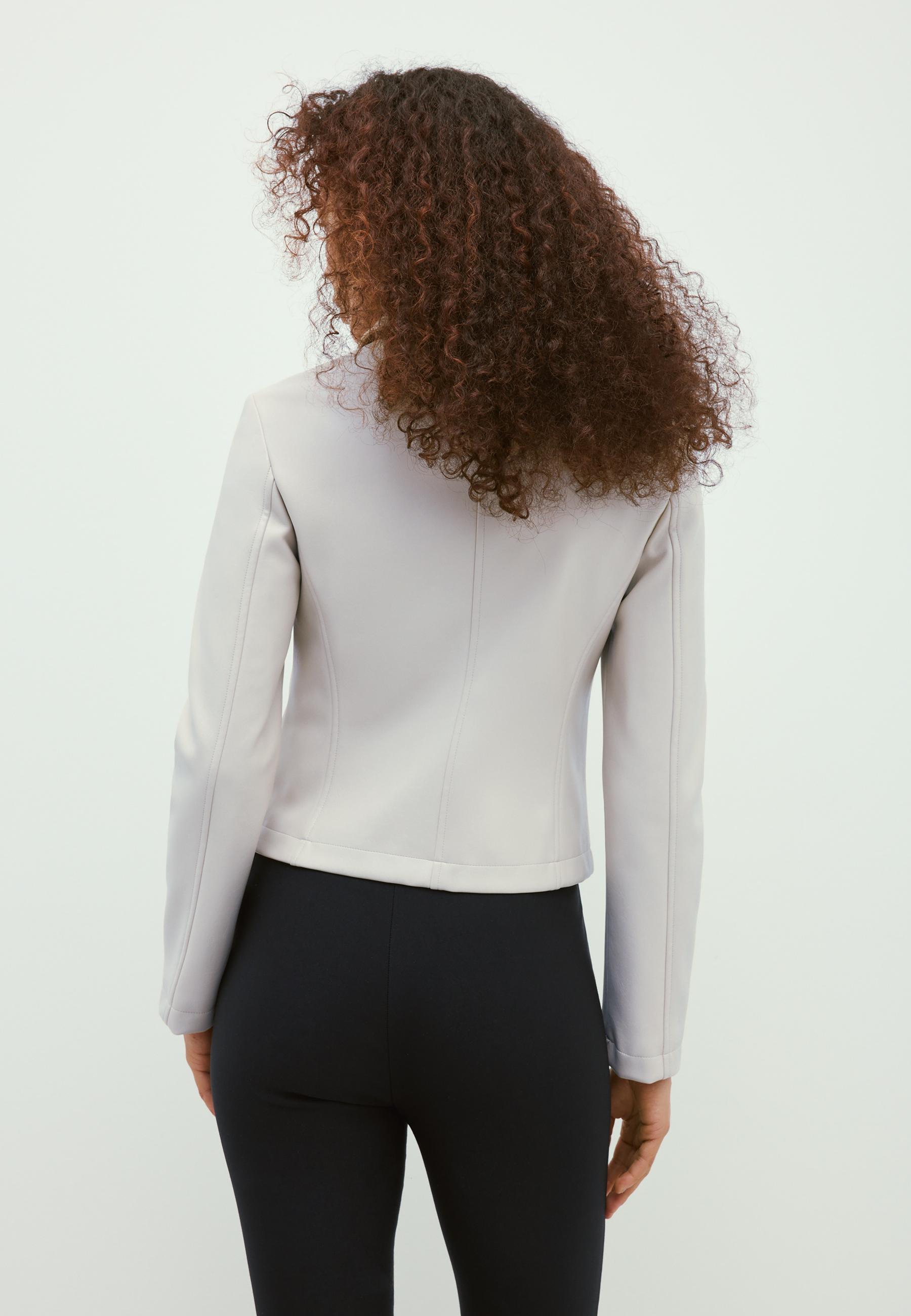Fitted leather effect jacket — Ecru