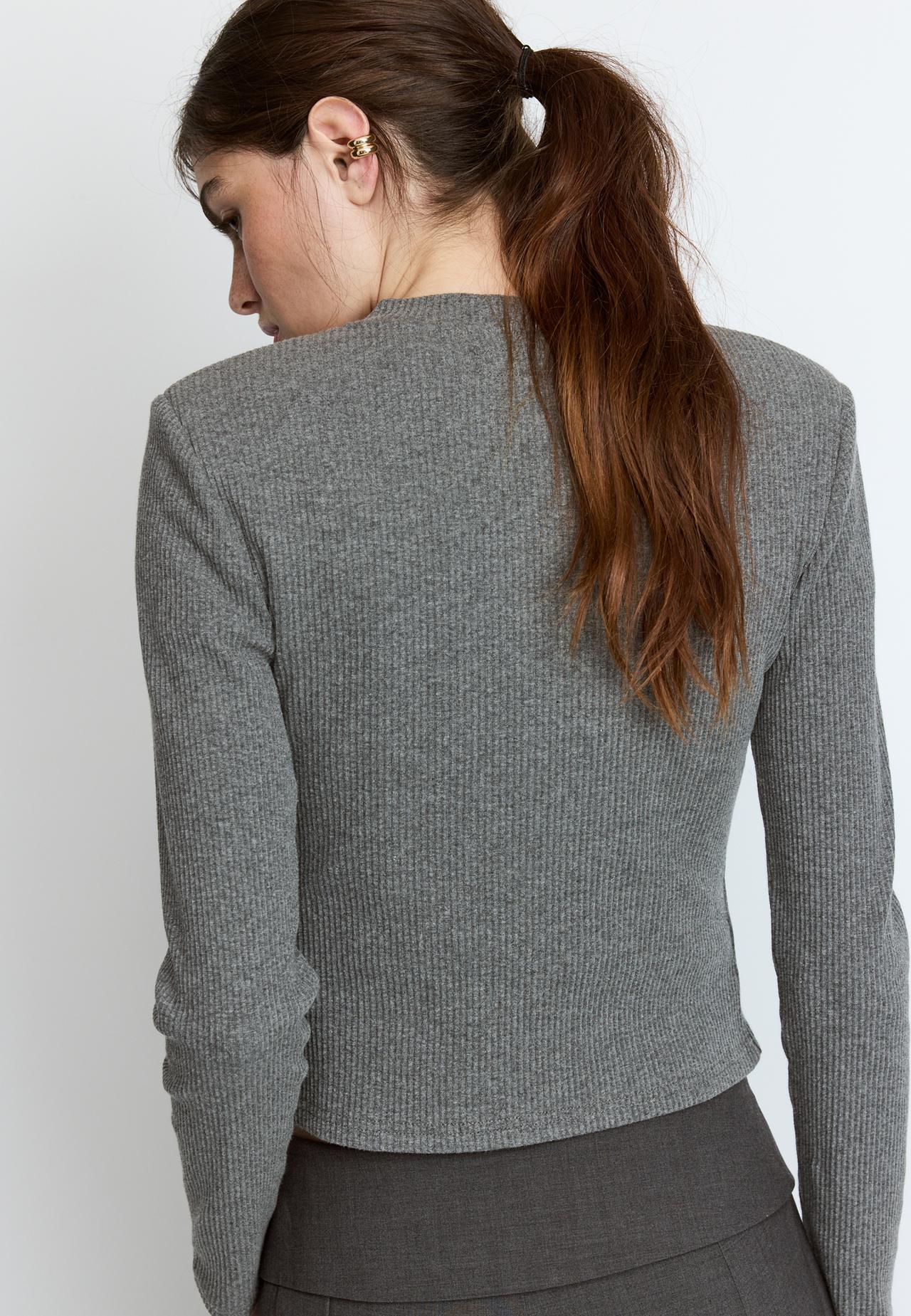 Knit cardigan with padded shoulders — Dark grey