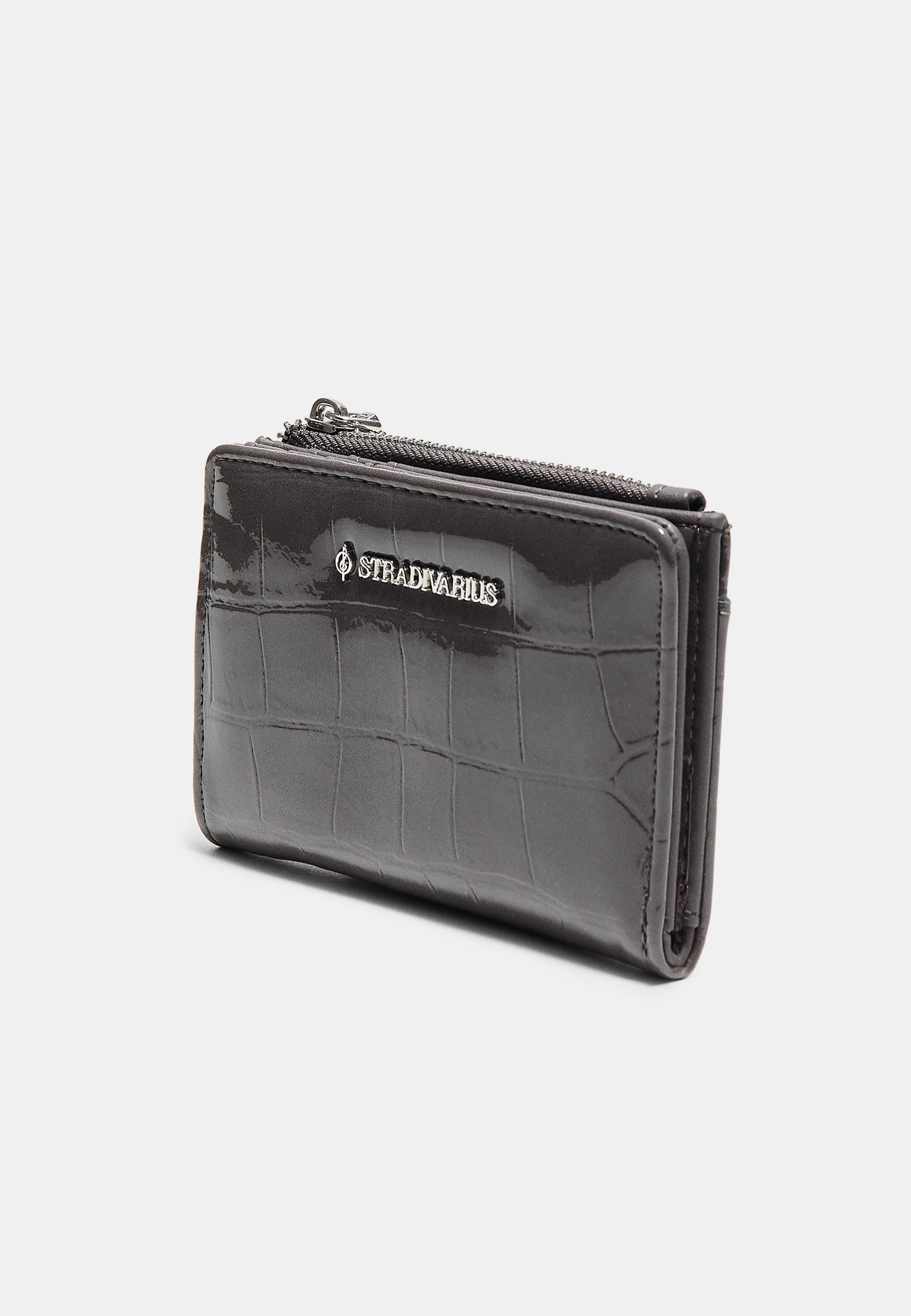 Mock croc card holder purse — Dark grey