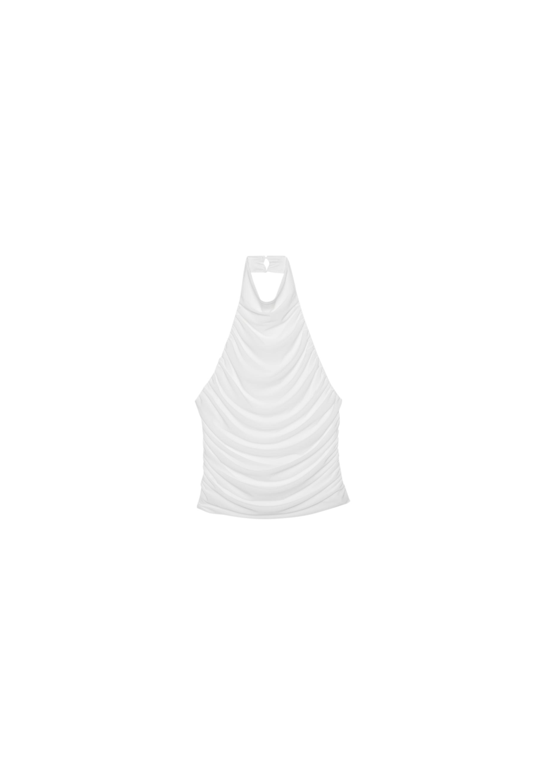 Ruched halter top — Ecru