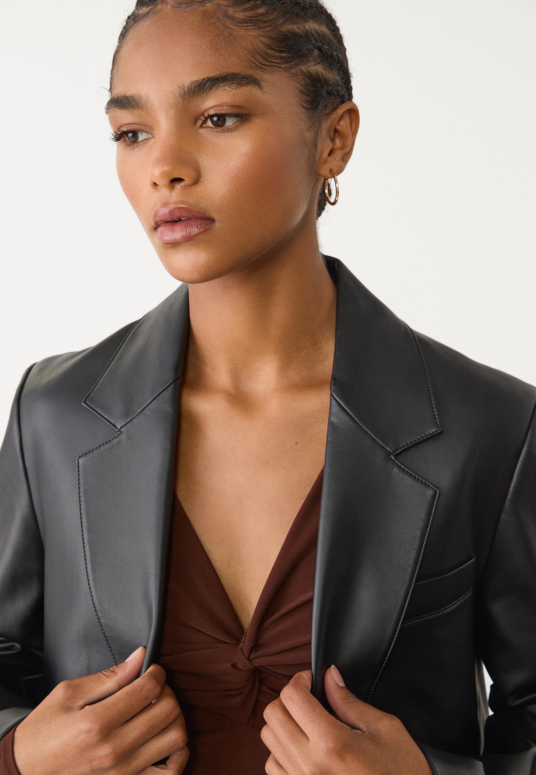 Regular fit leather effect blazer - Women's fashion