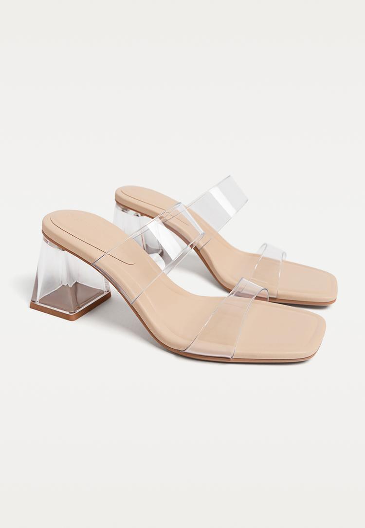 sandalias tacon ancho vinilo