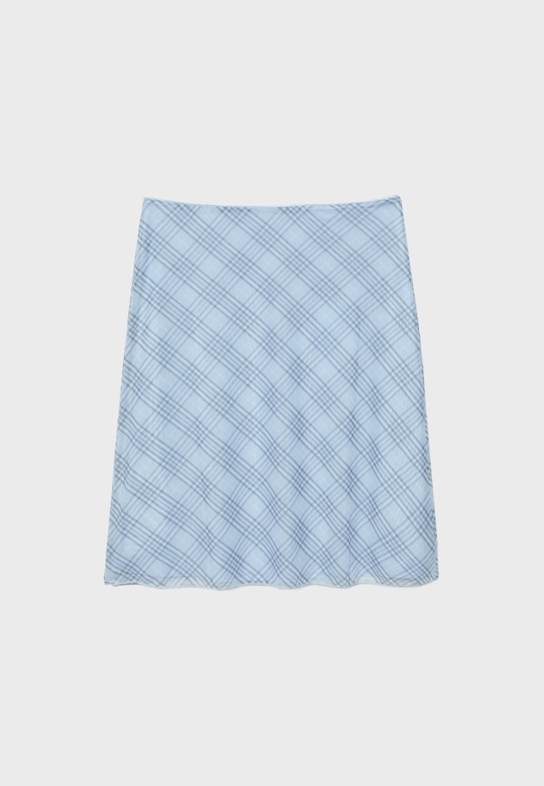 Polka dot tulle midi skirt — Sky blue