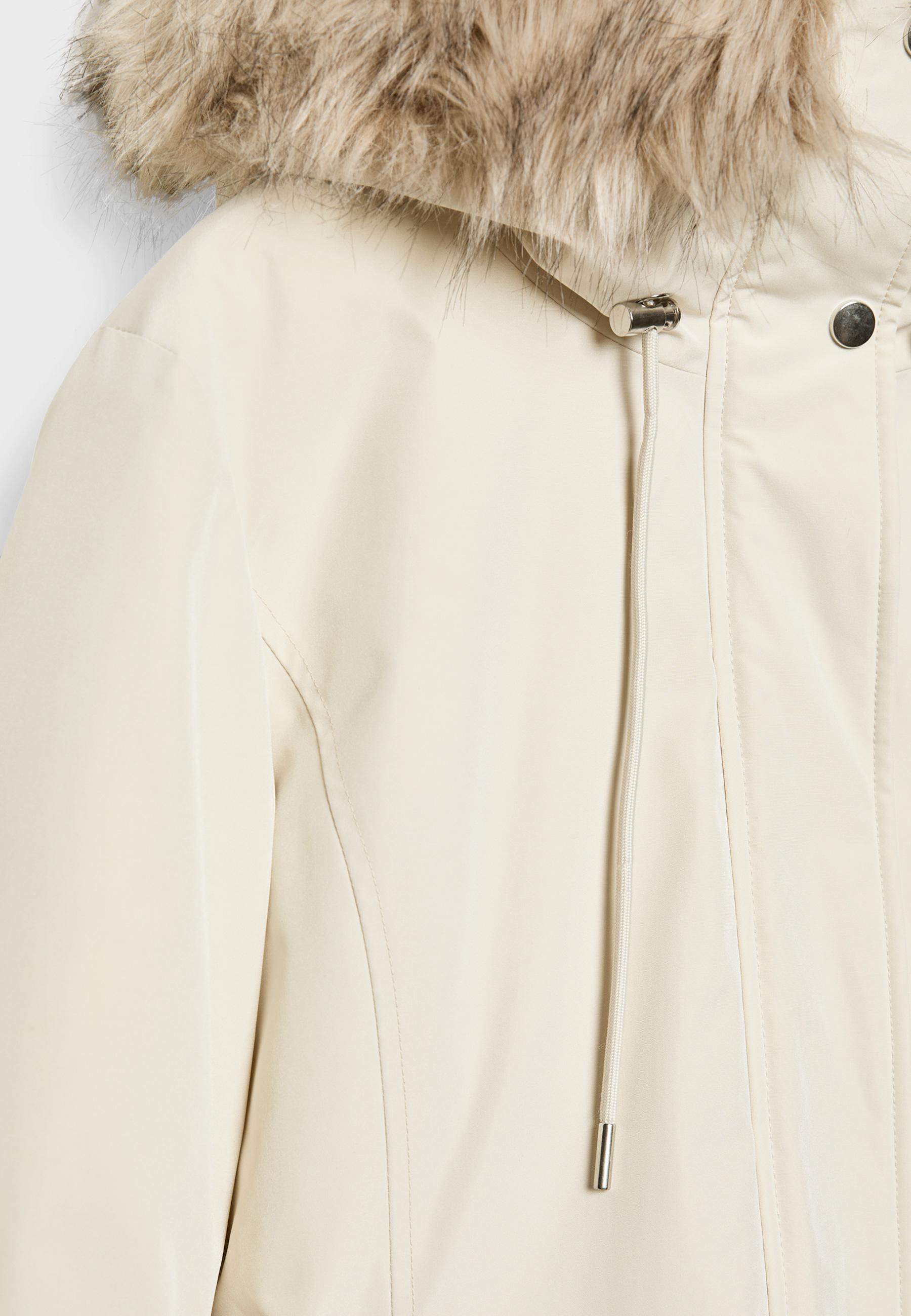 Stradivarius parka jacket with fur hood online