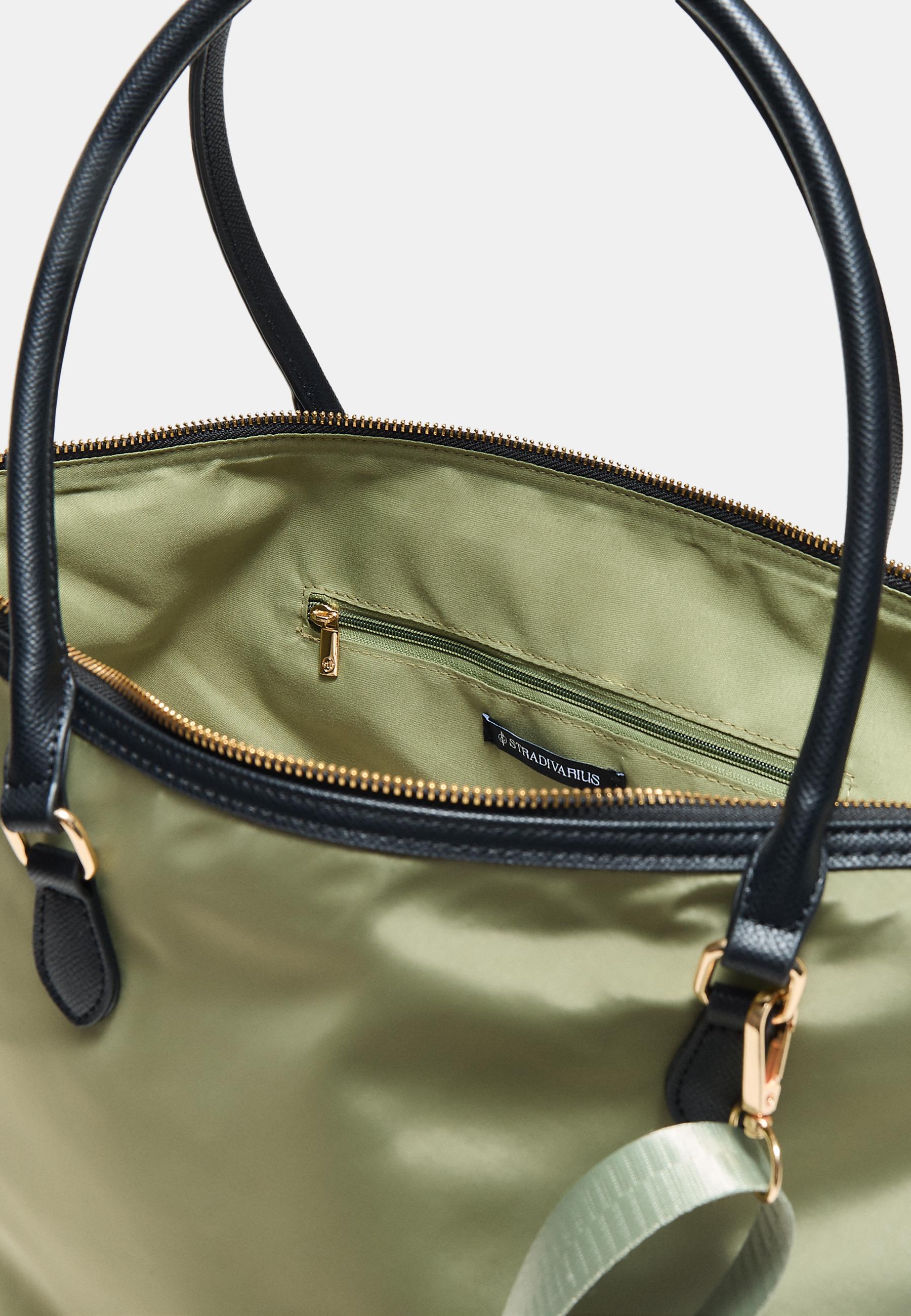 Contrast crossbody shopper bag — Khaki