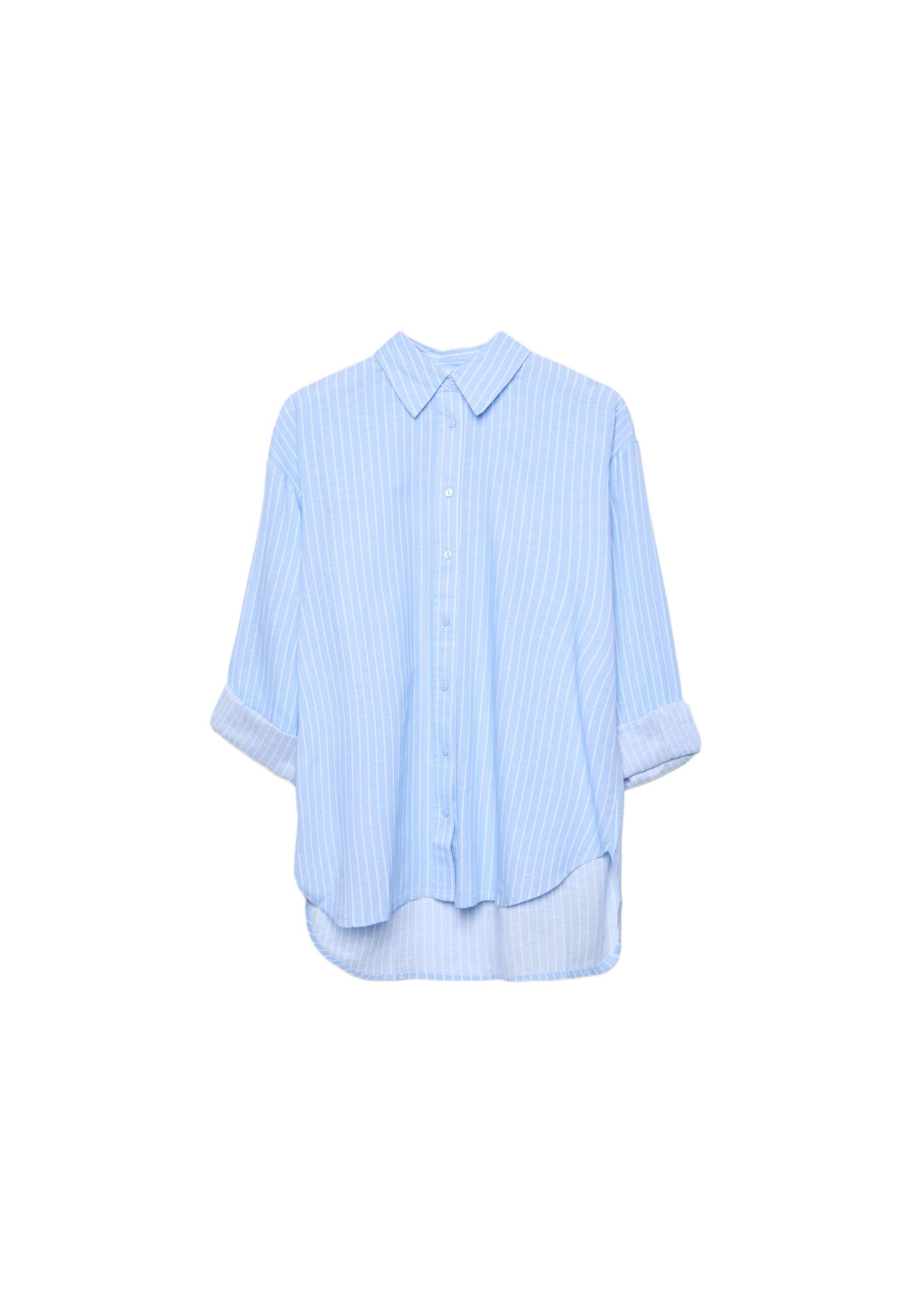 Linen-effect shirt — Sky blue