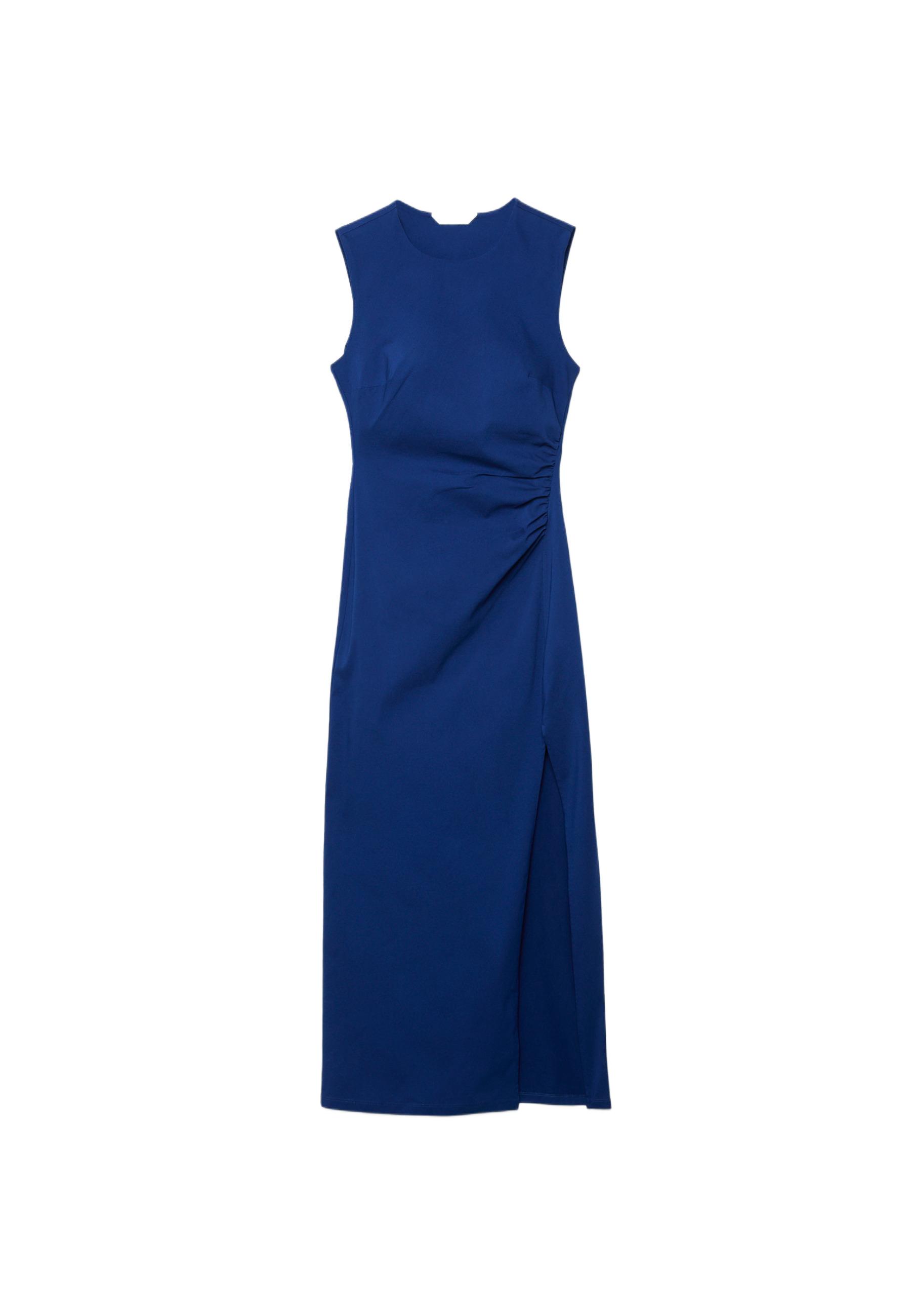 Sleeveless Bengaline midi dress — Navy blue