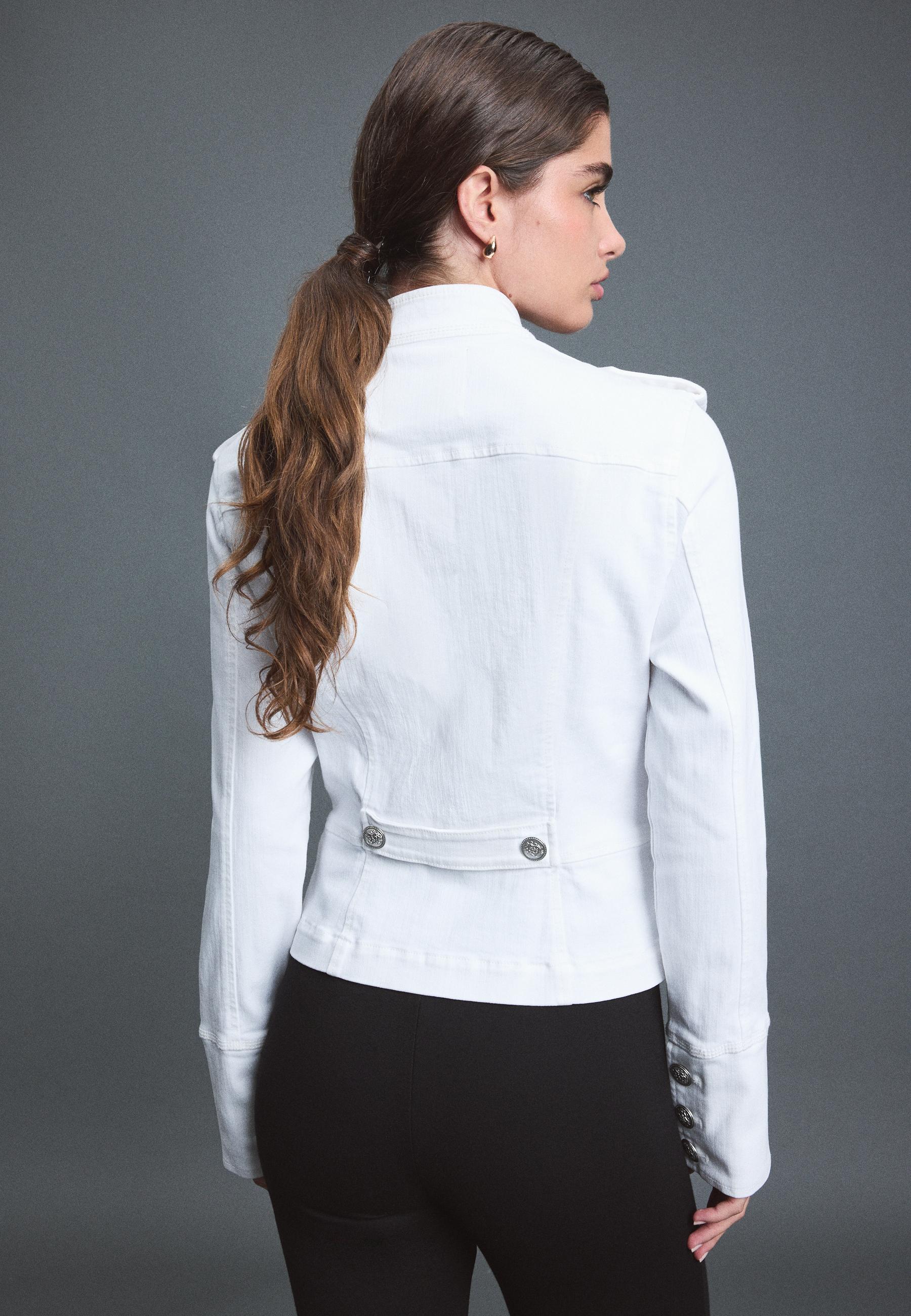 Buttoned denim jacket — White