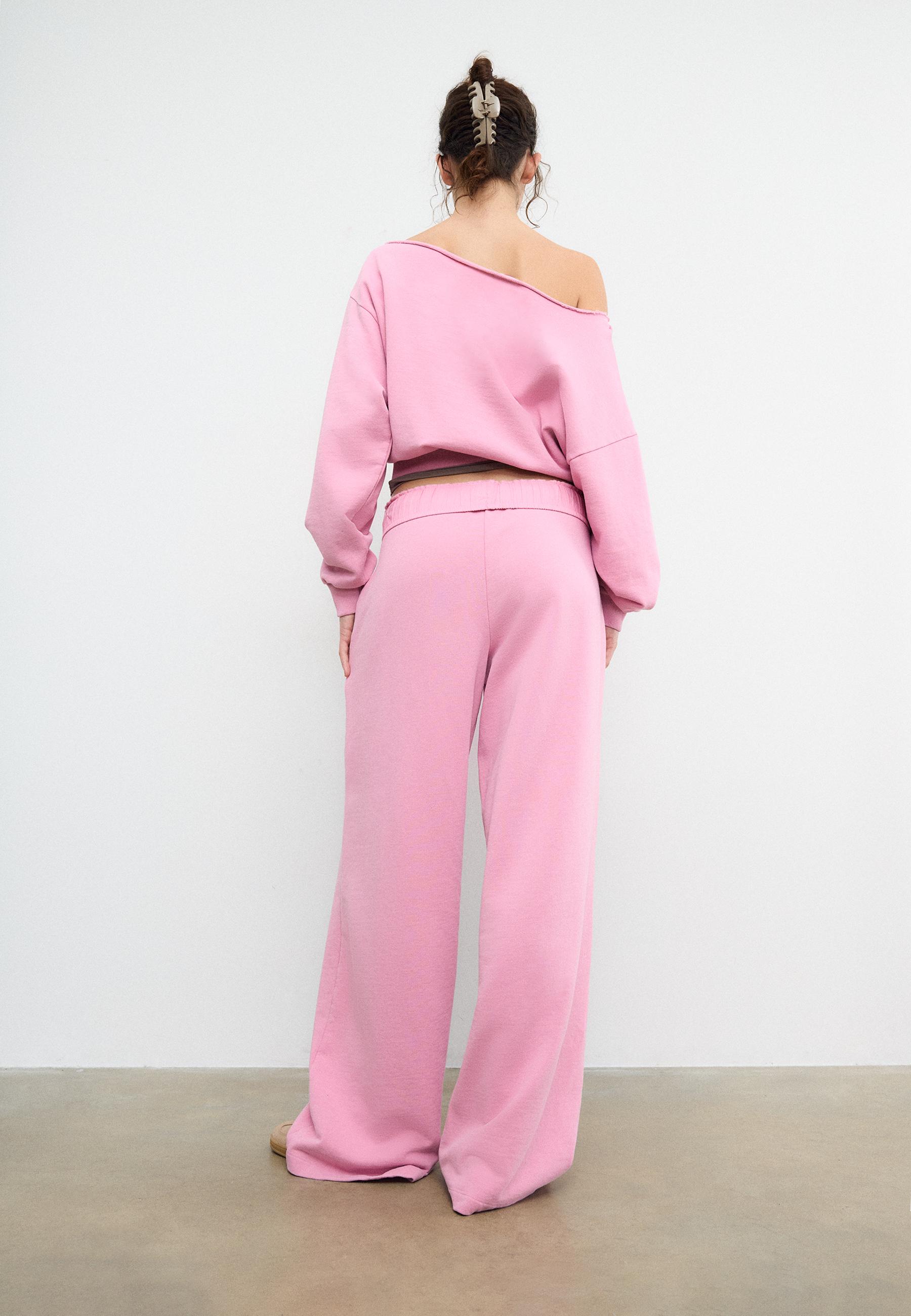 Washed effect straight-leg jogger trousers — Bubblegum pink