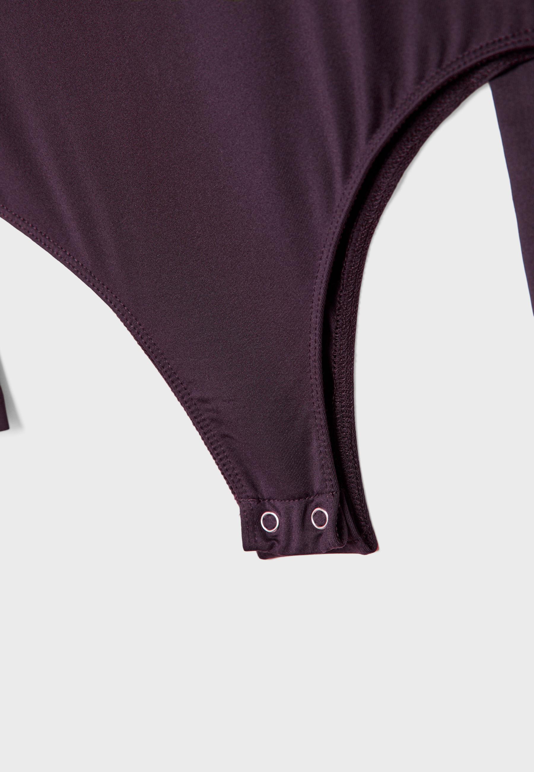 Long sleeve square neck bodysuit — Dark purple