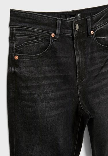 D74 bell bottom jeans with split — BLACK DENIM RINSE WASH 9