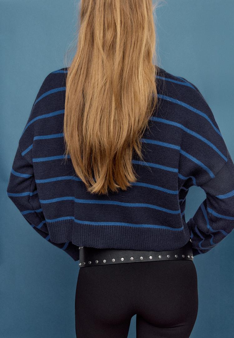 pull maille court raye