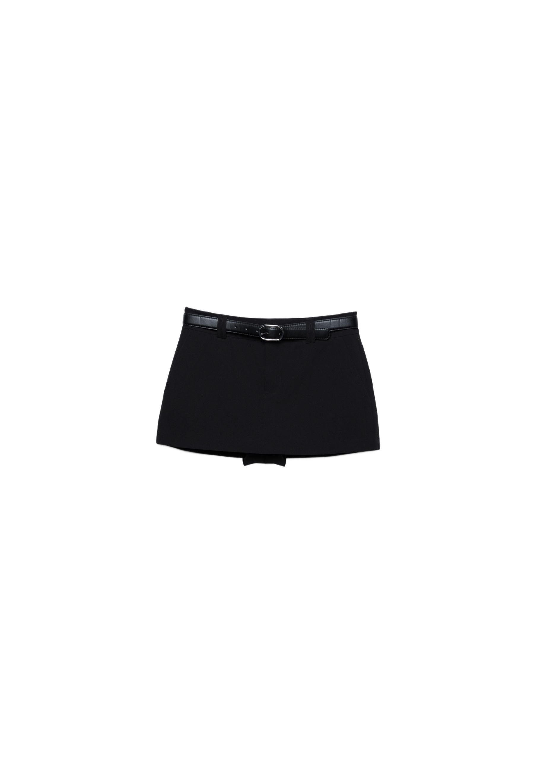 Mini skort with belt — Black