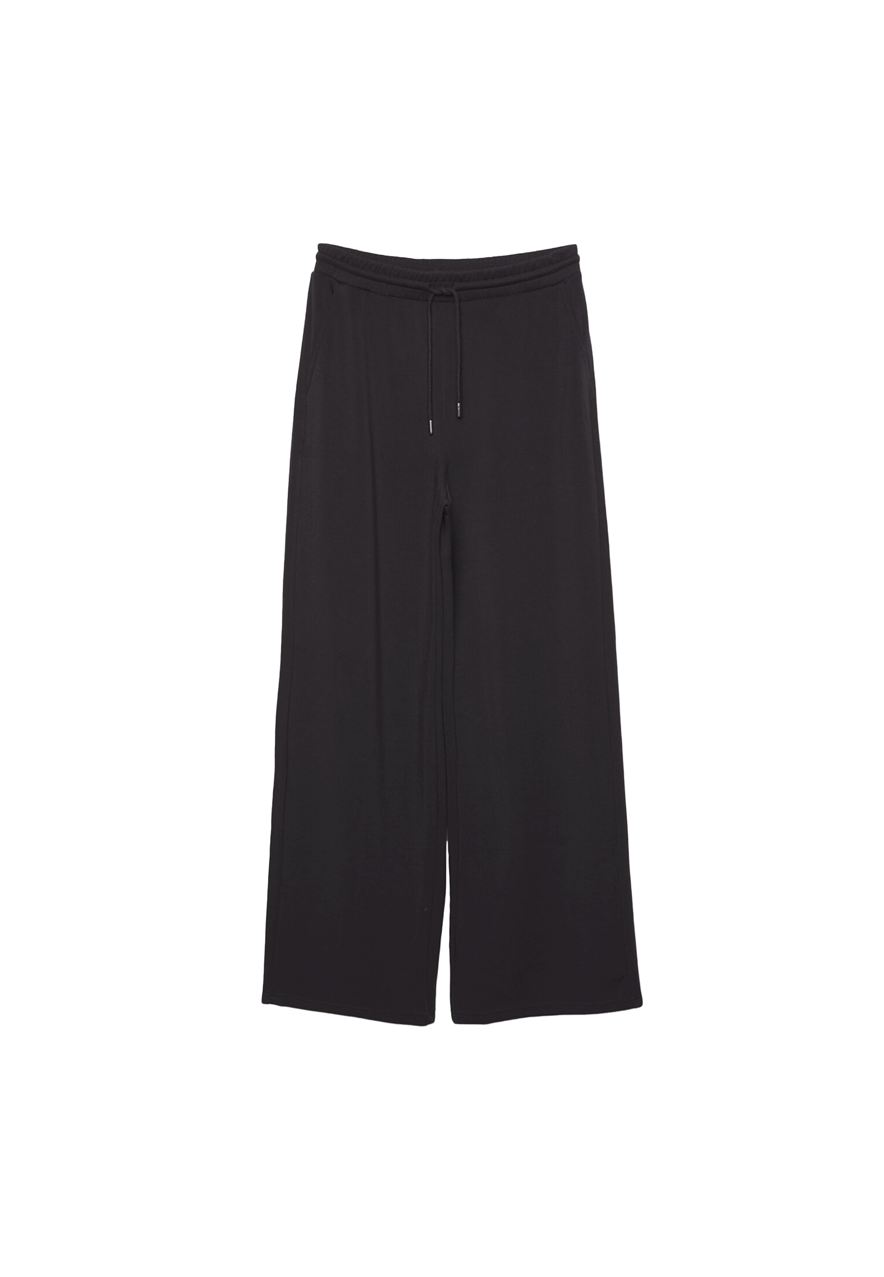 Soft-touch palazzo joggers — Black