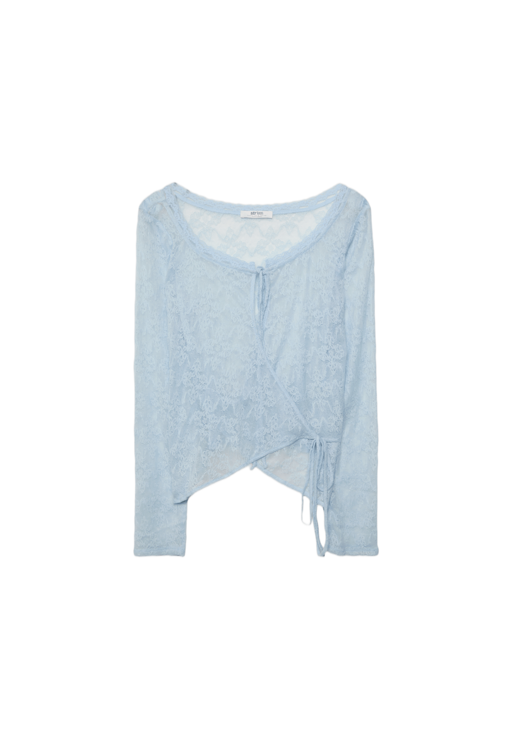 Crossover lace T-shirt — Sky blue