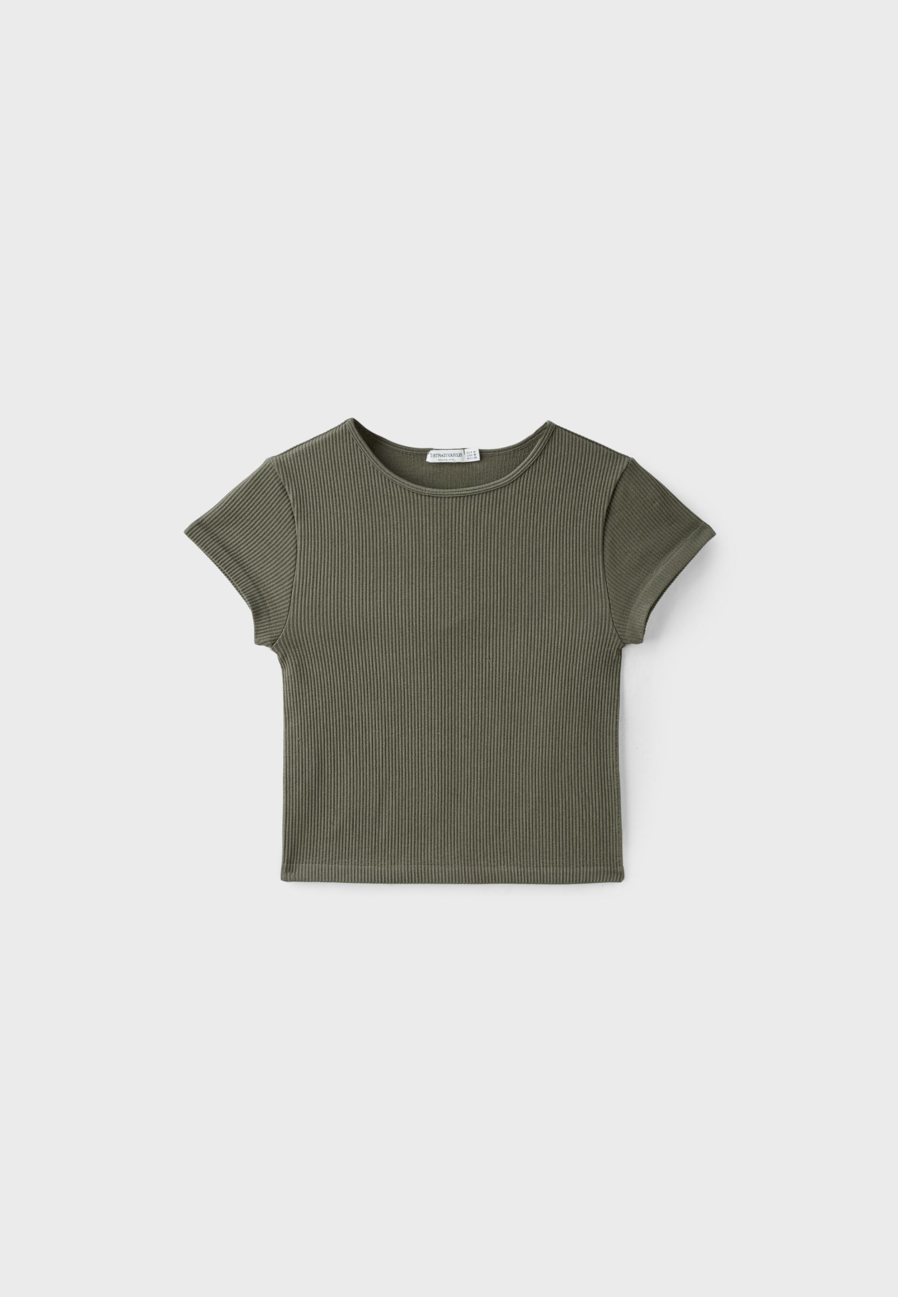Seamless cropped T-shirt — Khaki