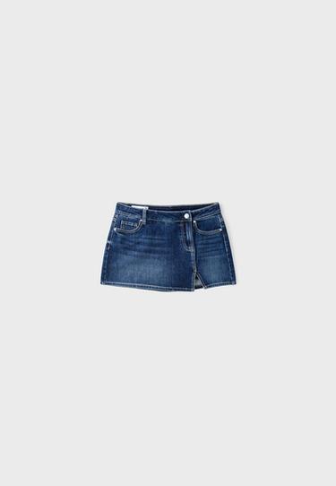 Crossover mini skort — MEDIUM DENIM WASH 7
