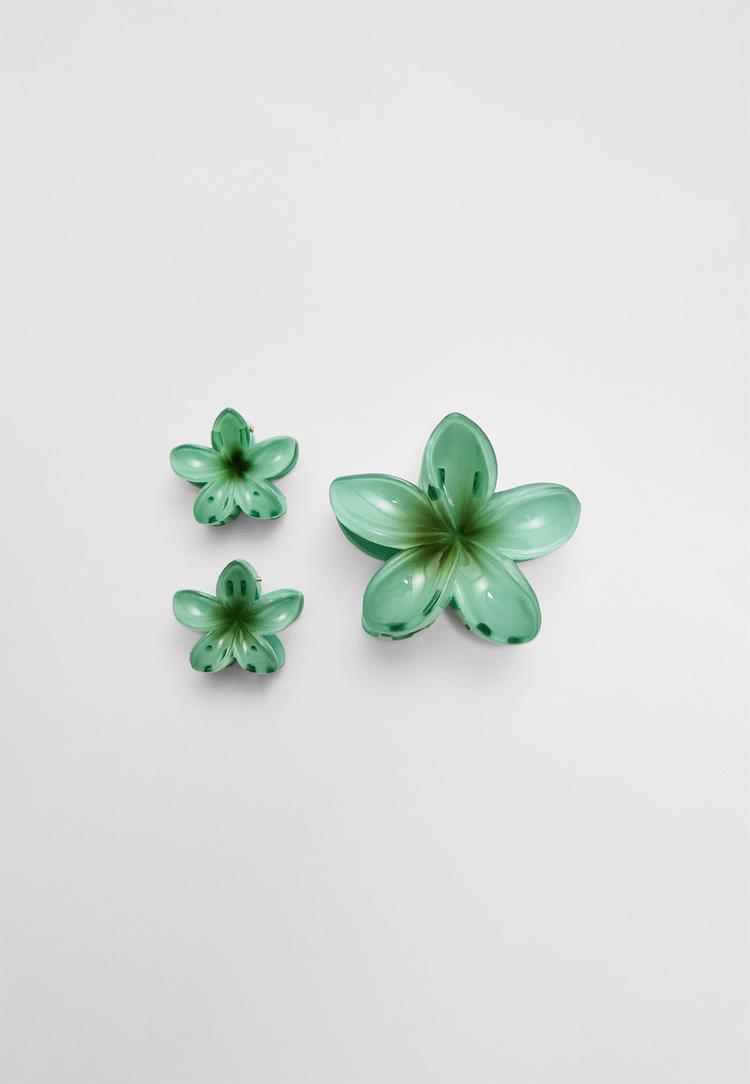 set 3 pinzas flor