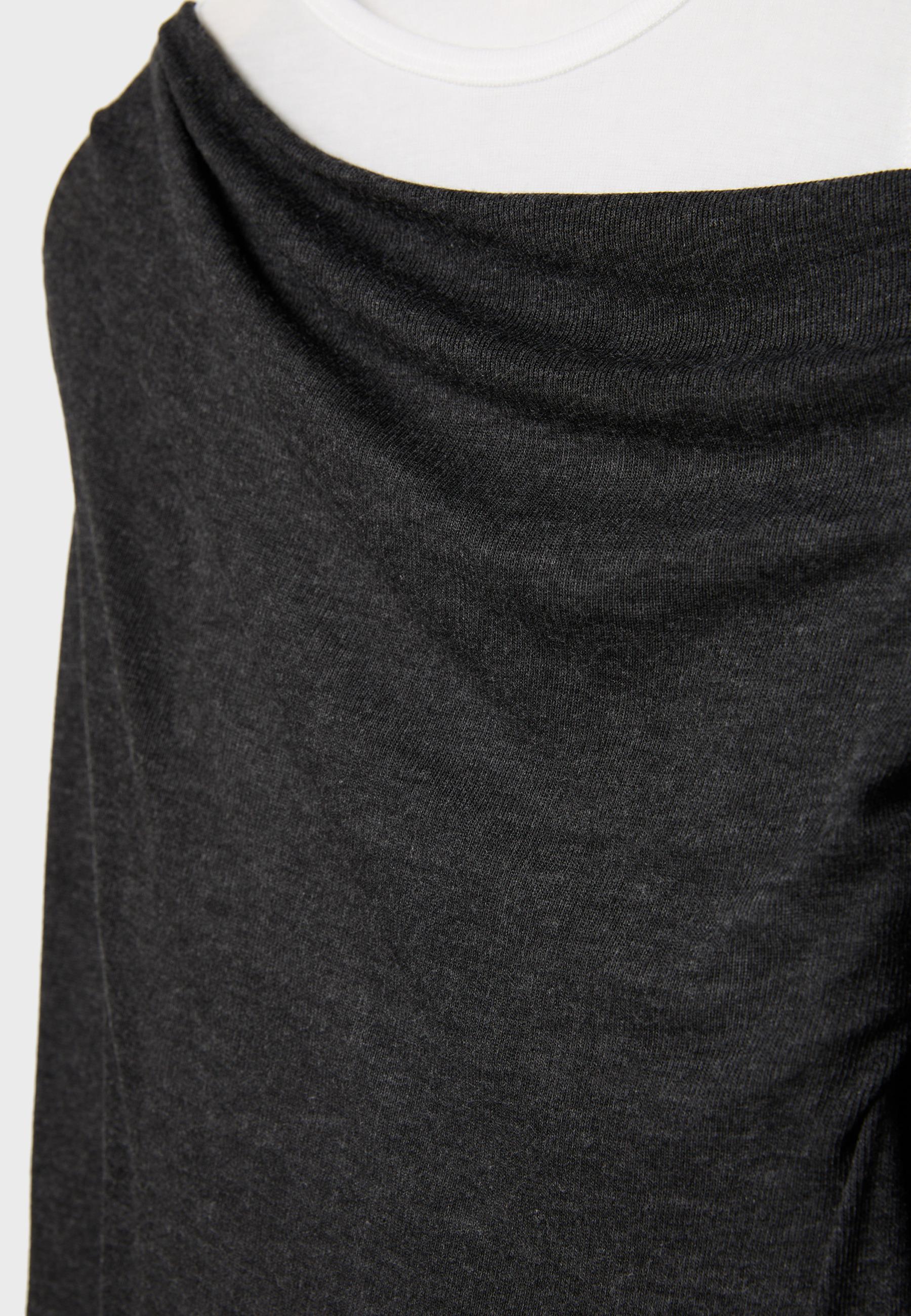 Asymmetric double T-shirt — Dark grey
