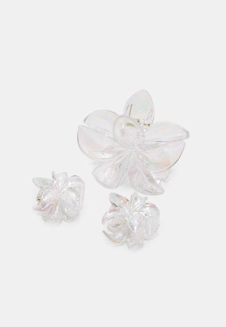 set 3 pinzas de pelo flor