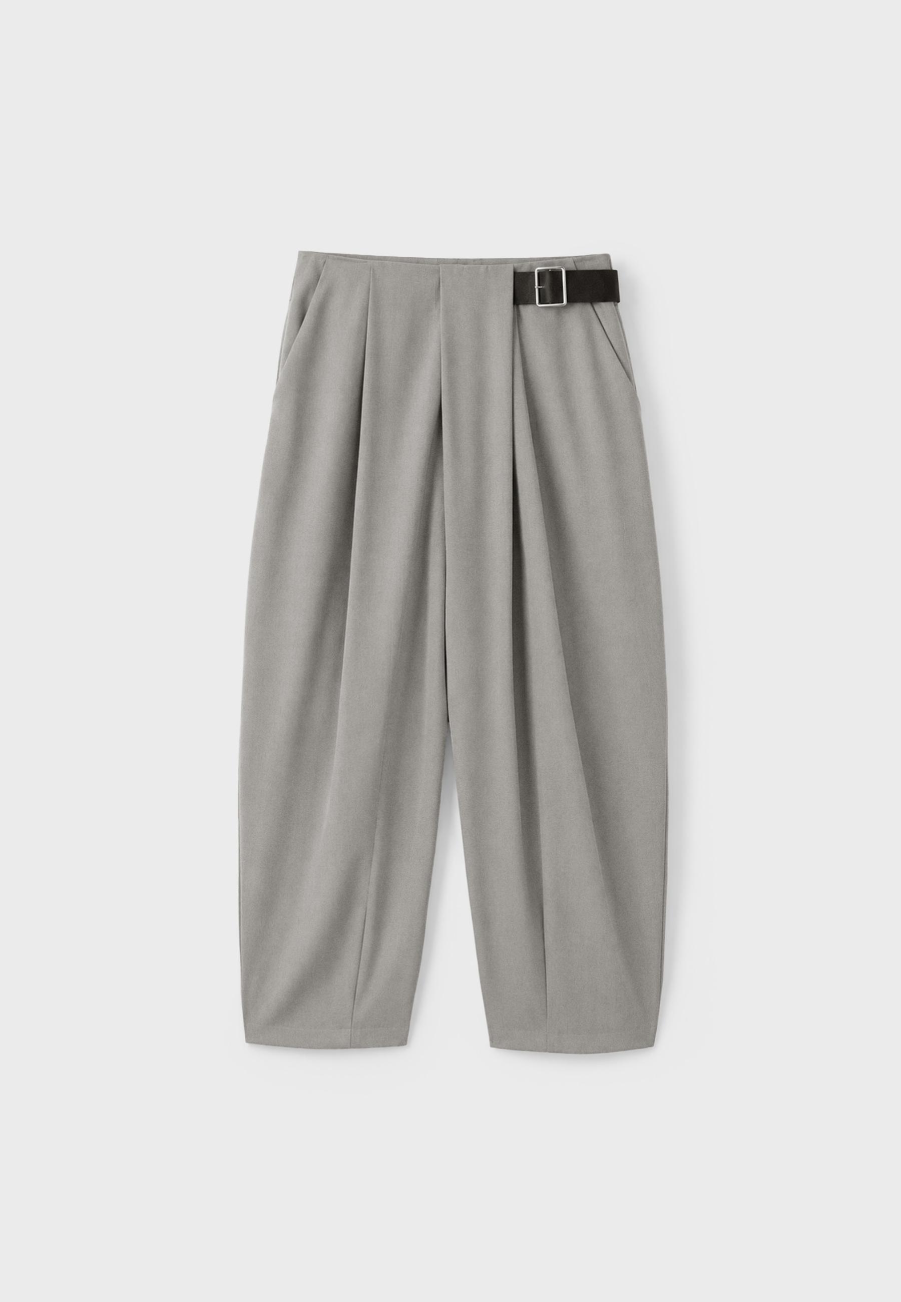 Darted smart trousers with belt — Grey