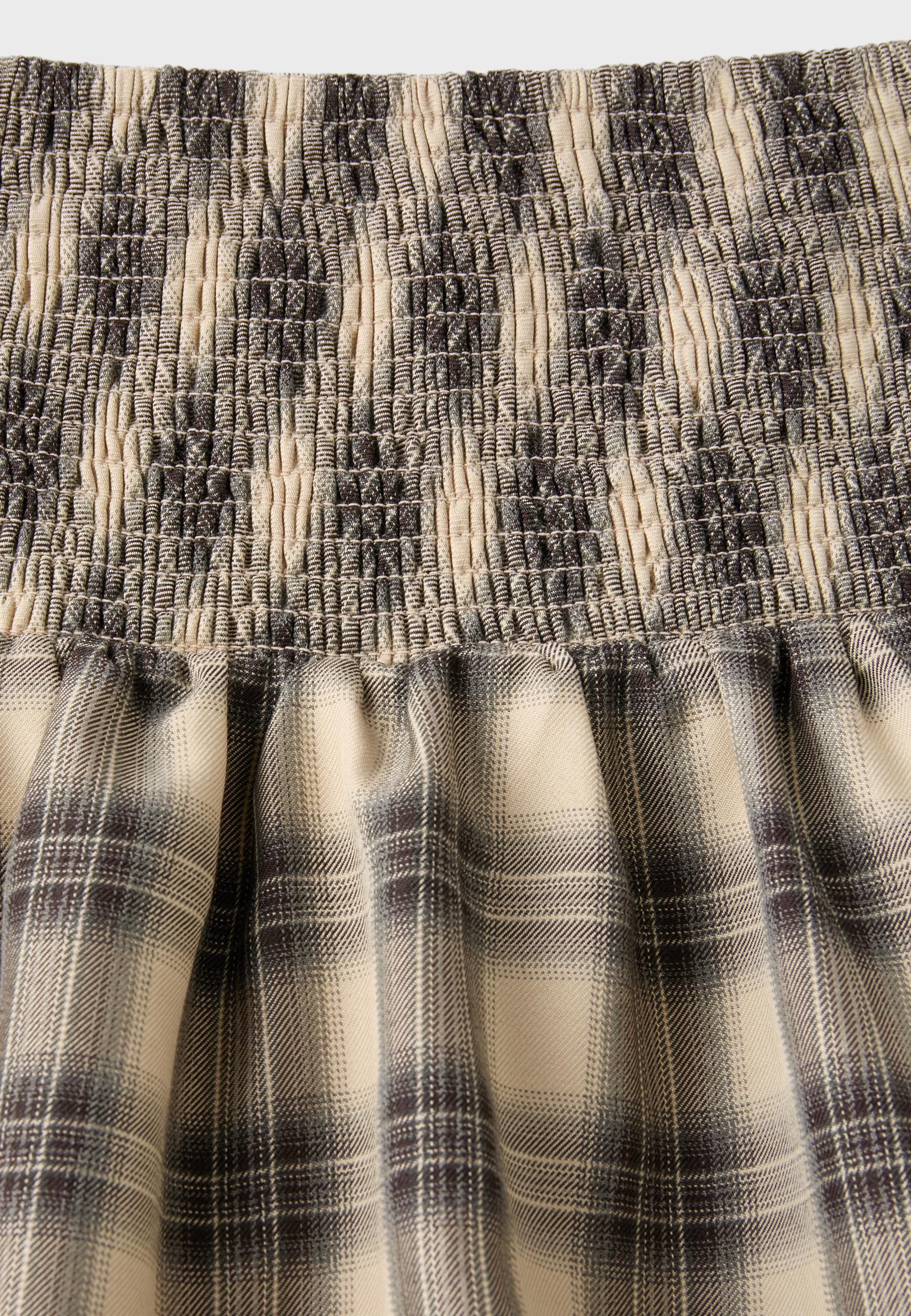 Check balloon mini skirt — Beige