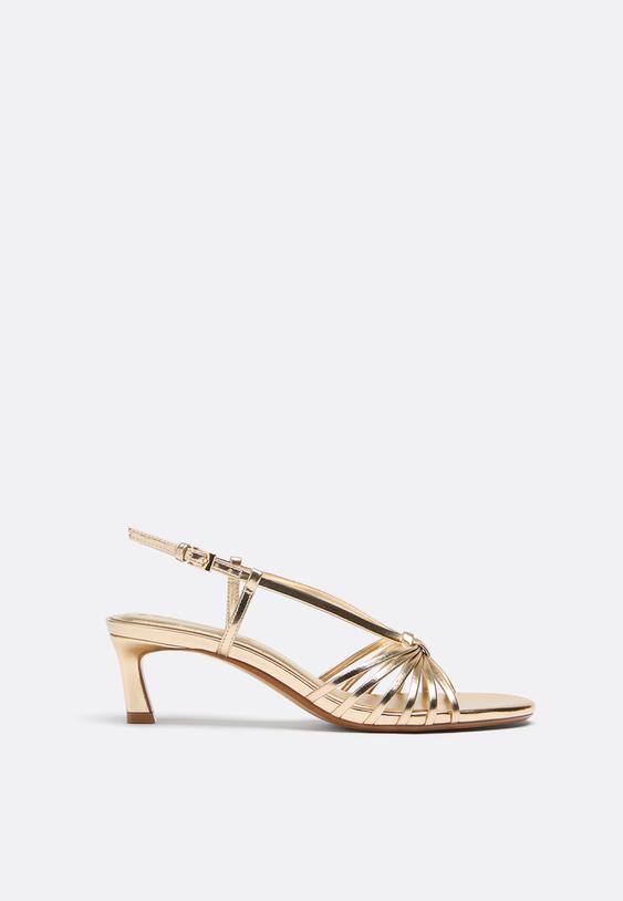 sandalias tacon multitiras doradas