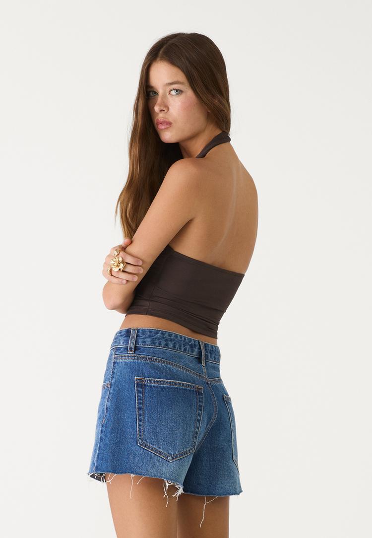 shorts denim mid rise
