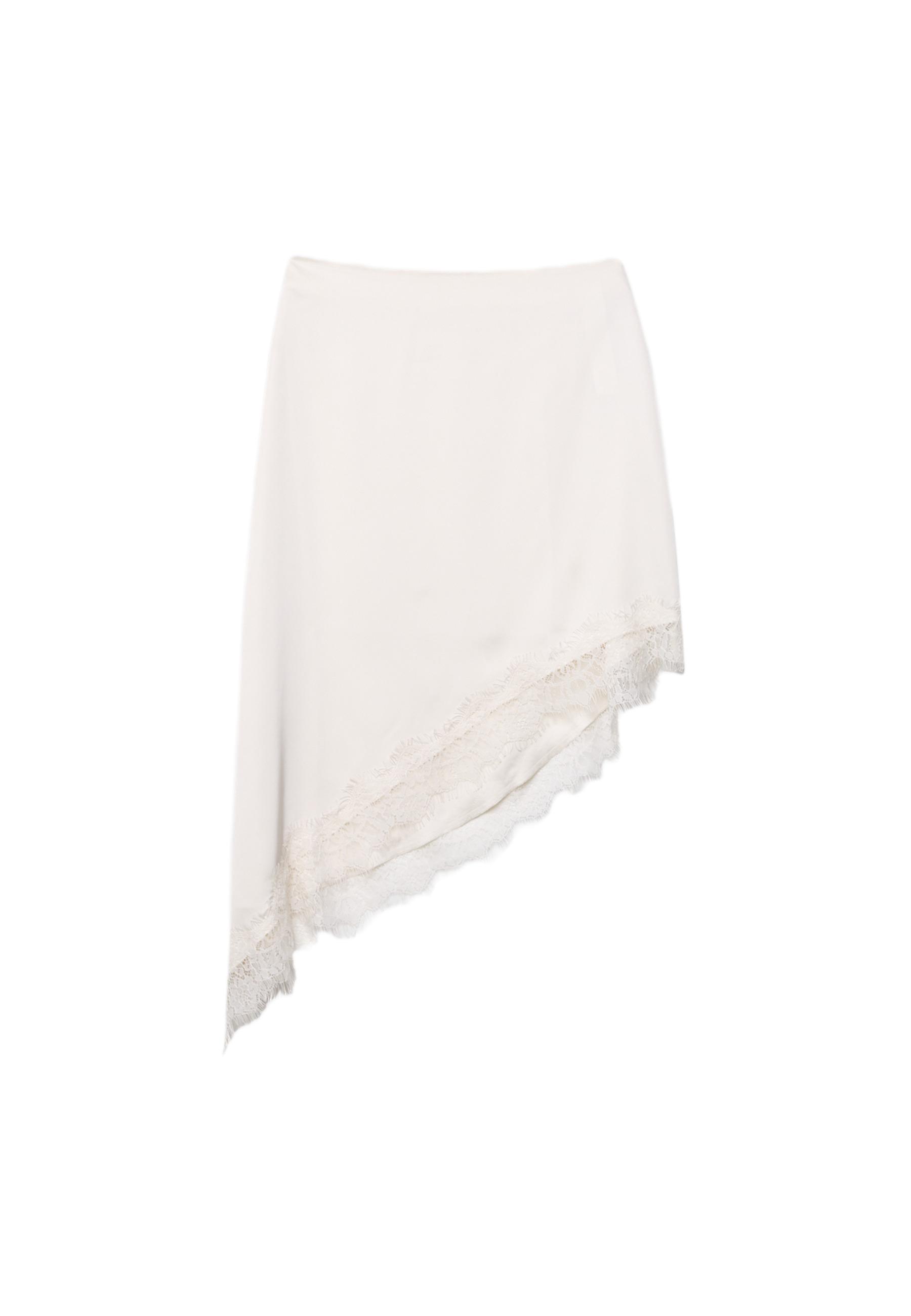 Sateen asymmetric skirt — Ecru