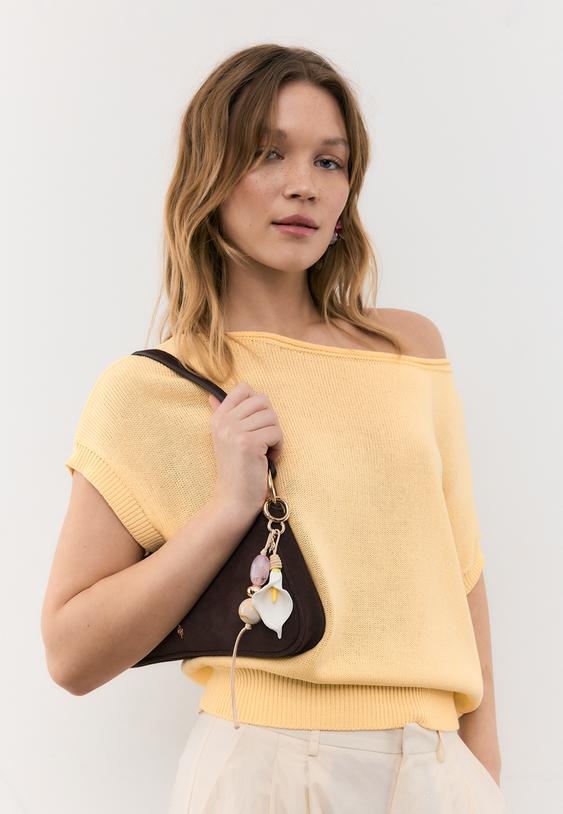 Stradivarius Cala Lily Beaded Key Ring White Os