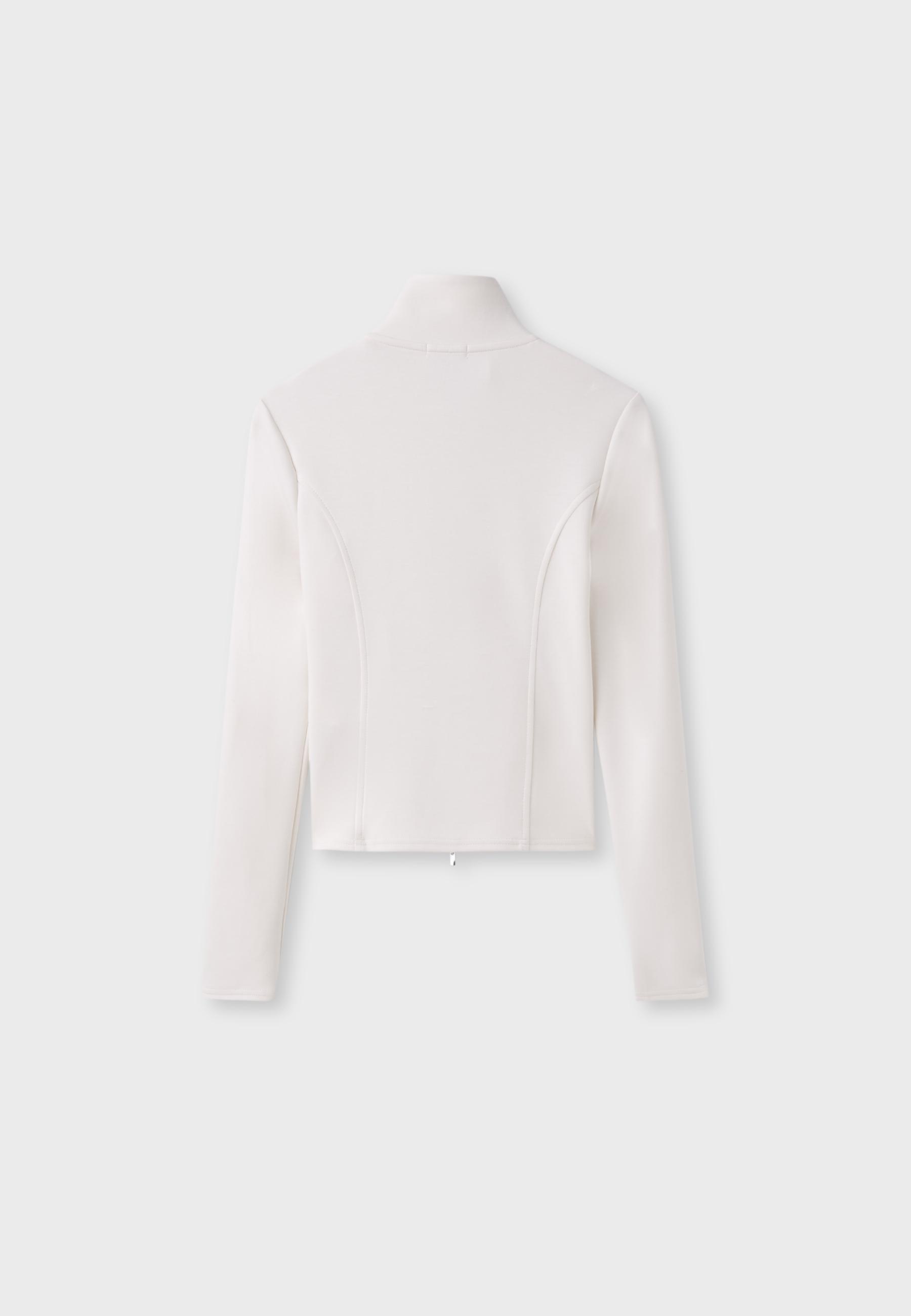 Soft-touch fitted zip-up sweatshirt — Vanilla