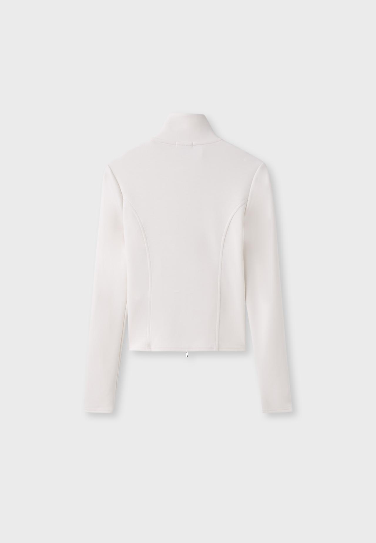 Soft-touch fitted zip-up sweatshirt — Vanilla