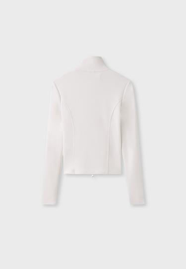 Soft-touch fitted zip-up sweatshirt — Vanilla 8