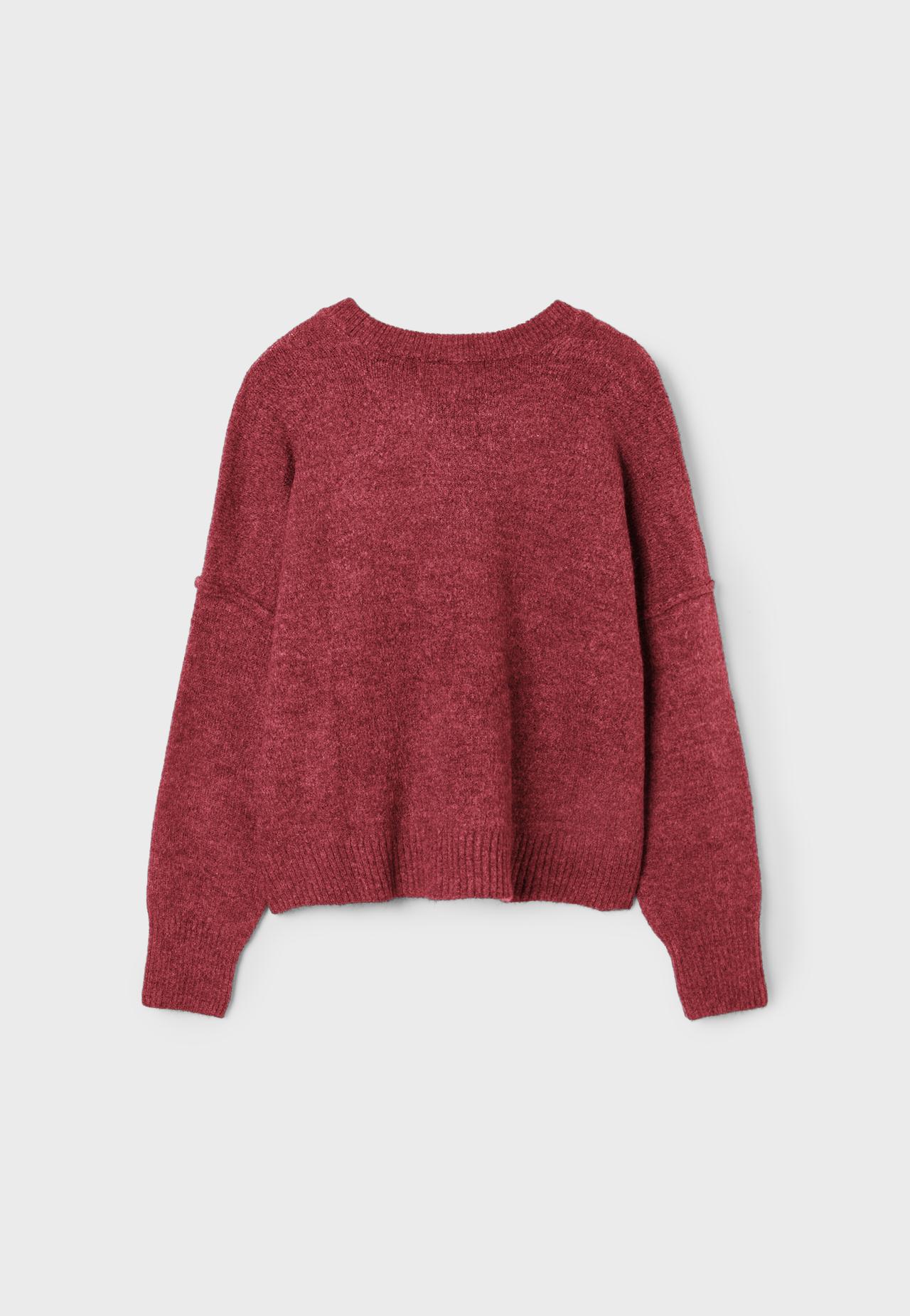 Round neck knit jumper — Dark red